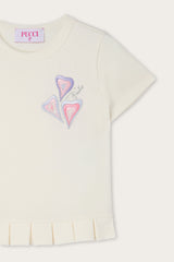 Embroidered T-shirt with Pleated Hem
Pucci