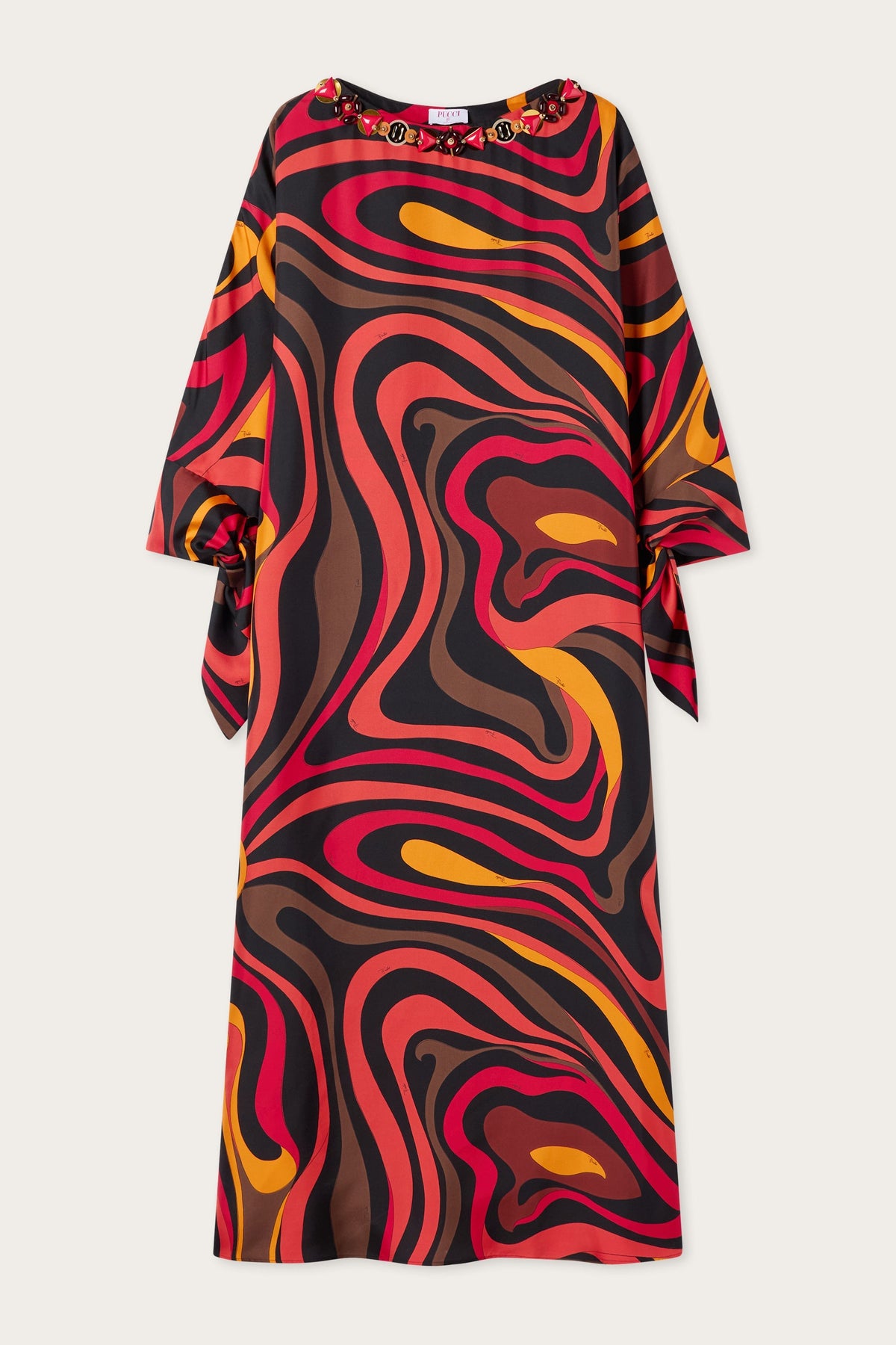 Embroidery Marmo Print Silk Kaftan
 WOMAN Pucci