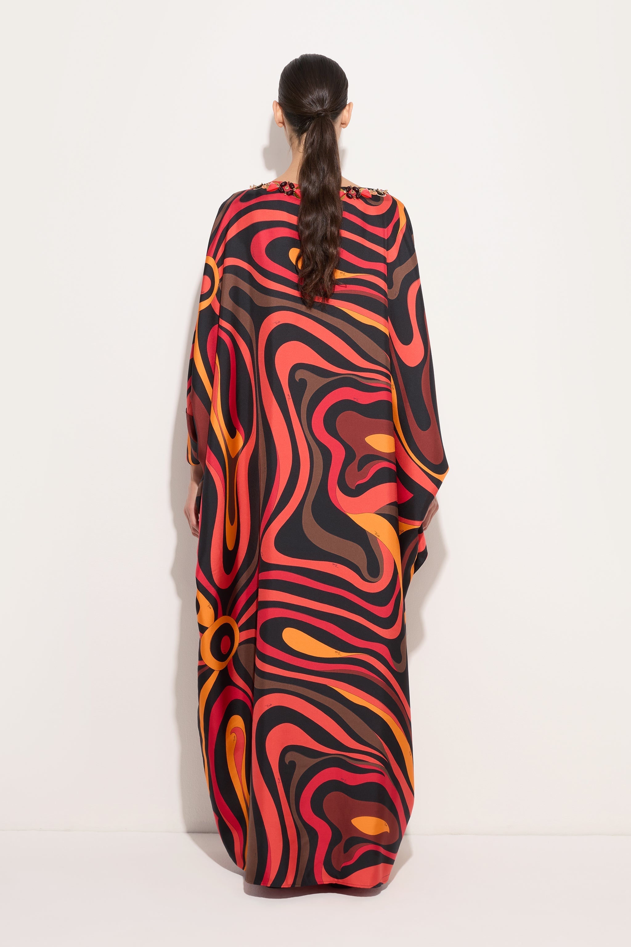 Embroidery Marmo Print Silk Kaftan
 WOMAN Pucci