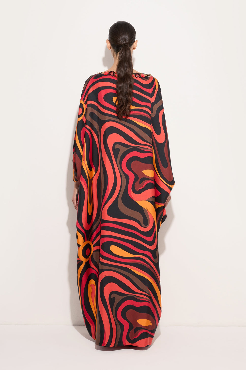 Embroidery Marmo Print Silk Kaftan
 WOMAN Pucci