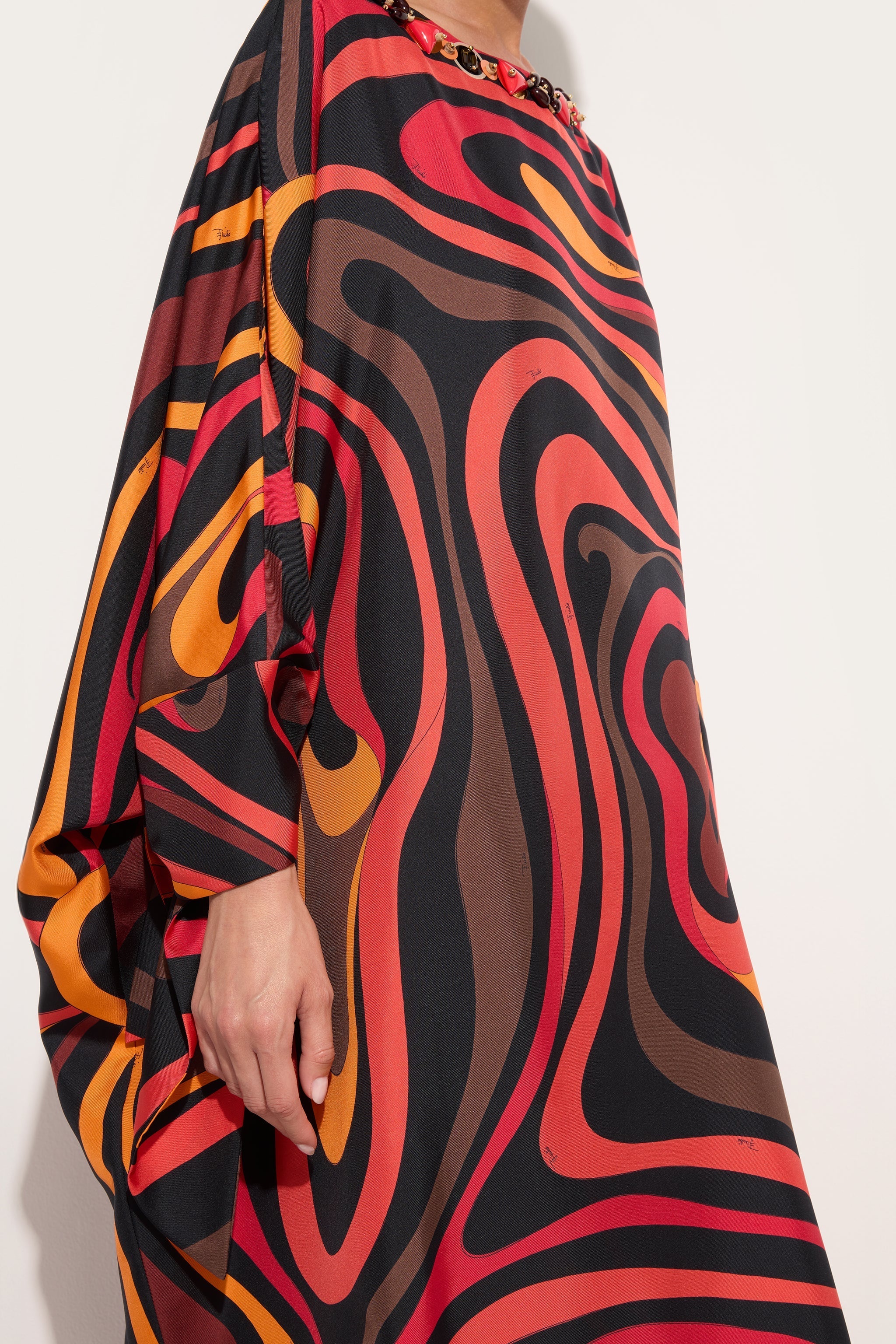 Embroidery Marmo Print Silk Kaftan
 WOMAN Pucci