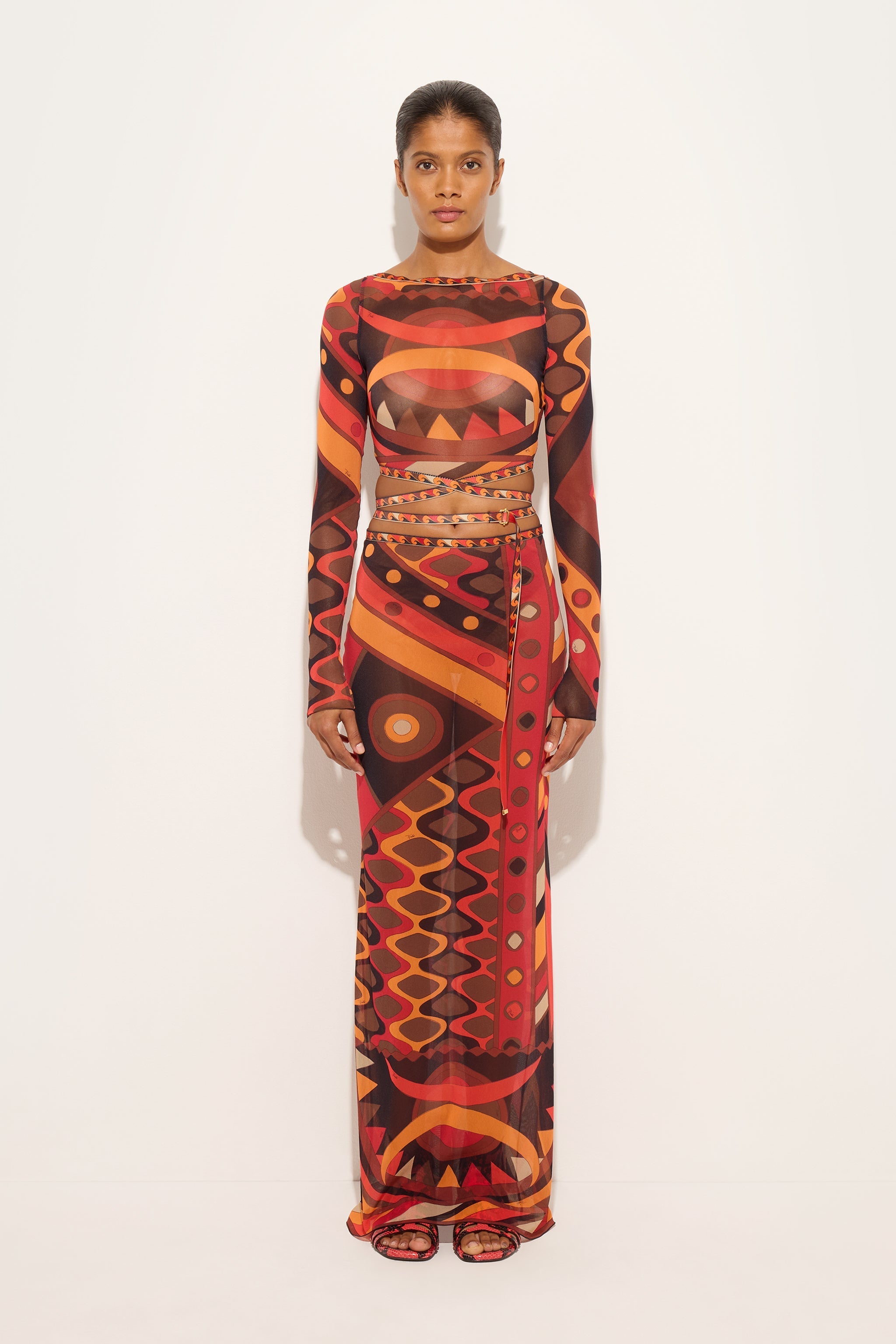 Vivara Print Tulle Crop Top
 WOMAN Pucci