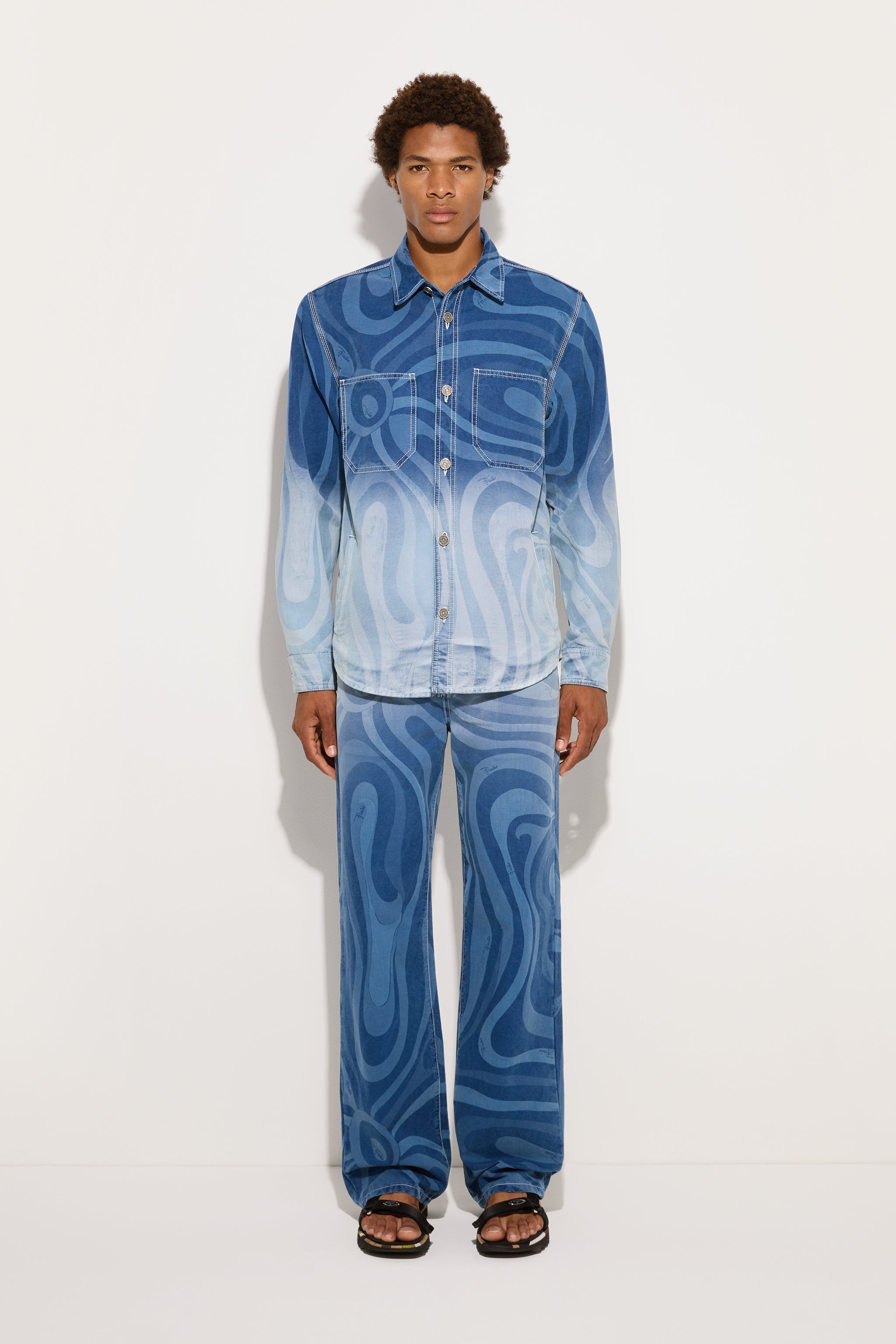 Marmo Print Oversized Denim Jacket
  Pucci