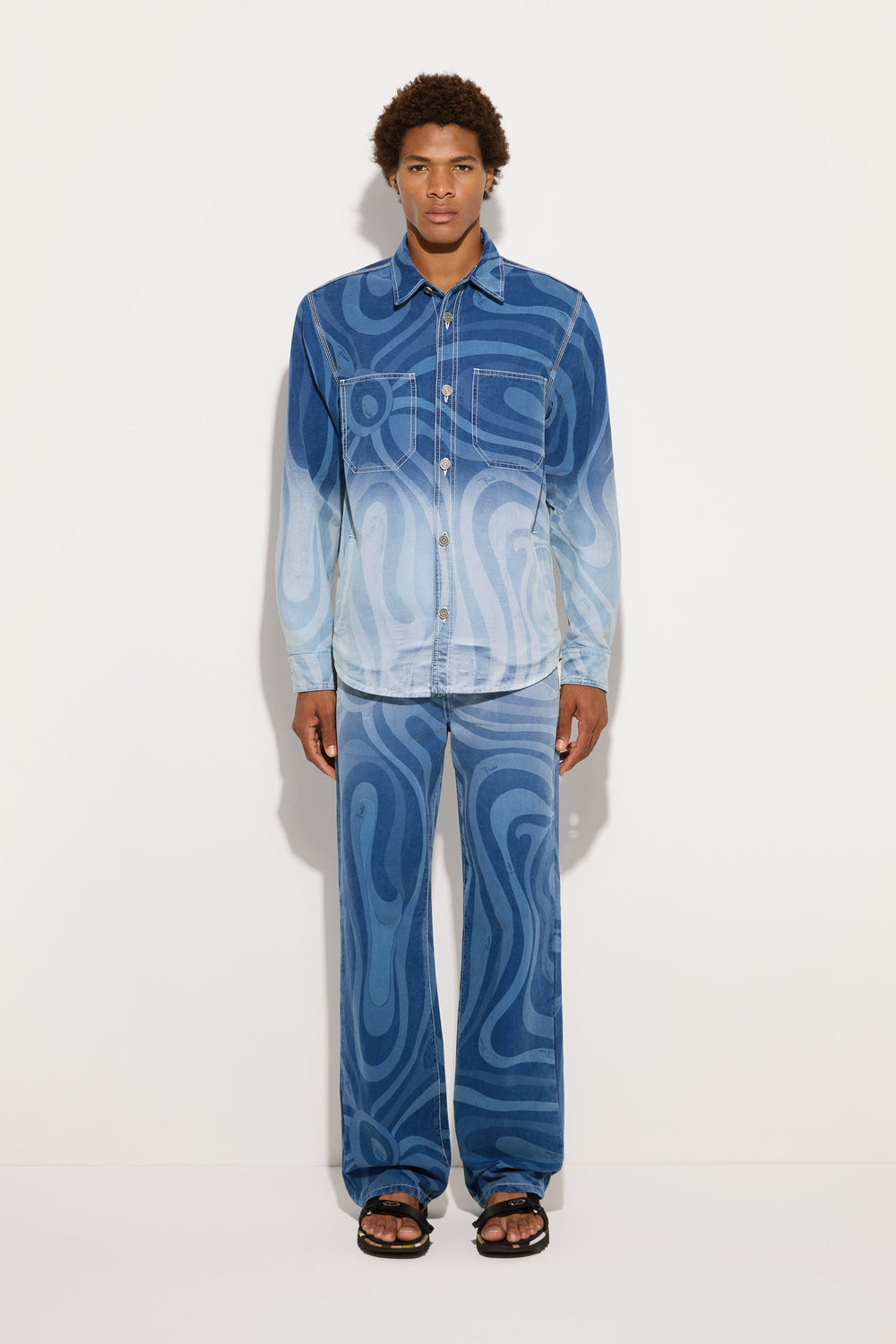 Marmo Print Oversized Denim Jacket
  Pucci