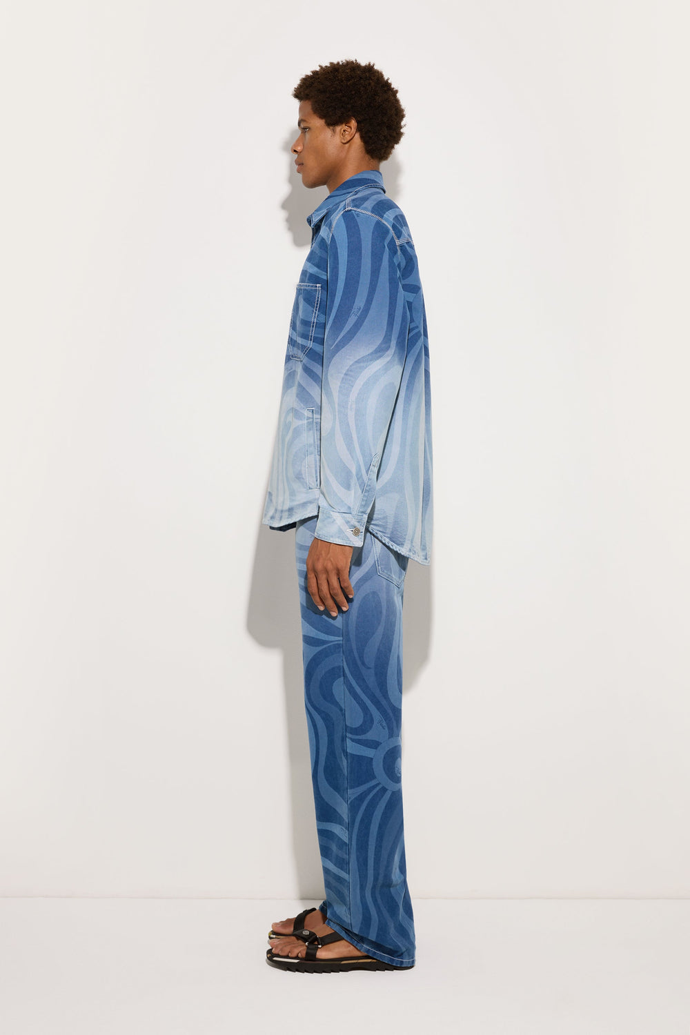 Marmo Print Oversized Denim Jacket
  Pucci