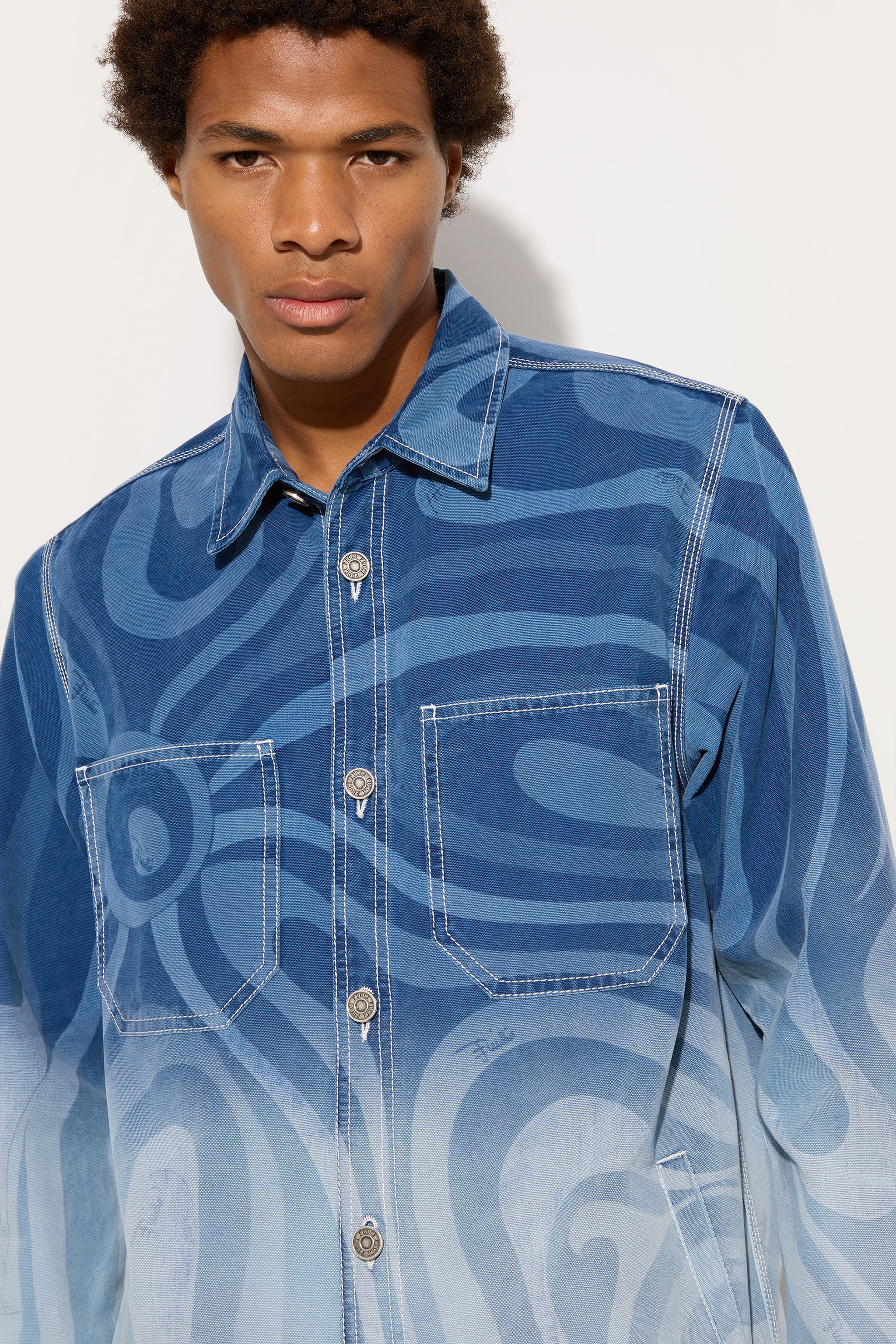 Marmo Print Oversized Denim Jacket
  Pucci