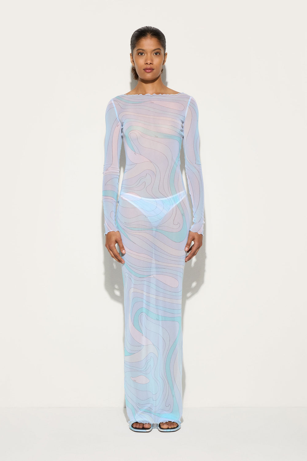 Marmo Print Tulle Long Dress
 WOMAN Pucci
