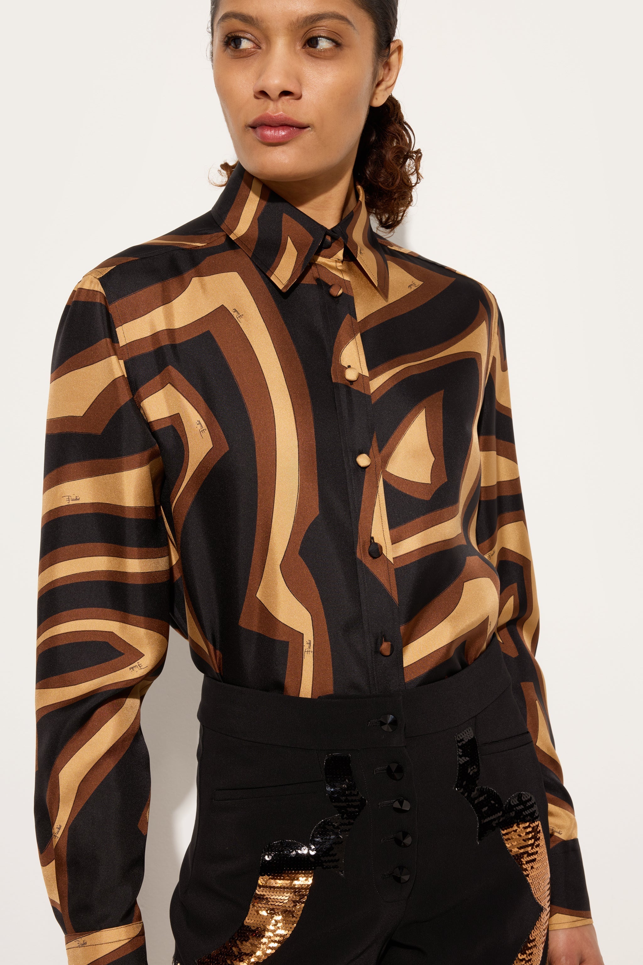 Labirinto Print Silk Twill Shirt
 WOMAN Pucci