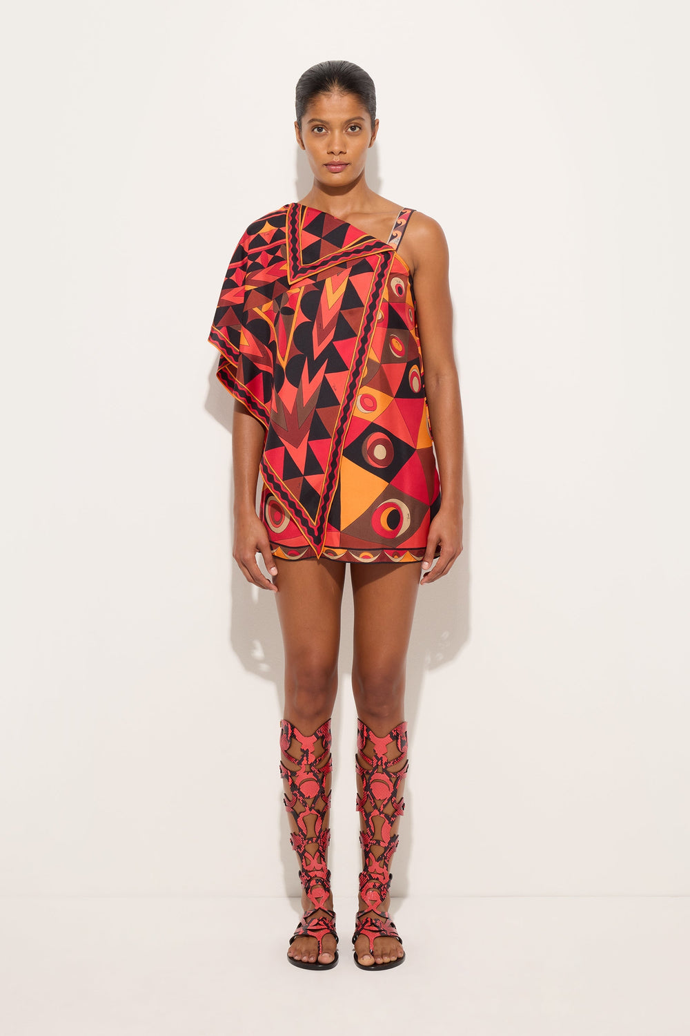Occhi Print Asymmetrical Foulard Dress
 WOMAN Pucci