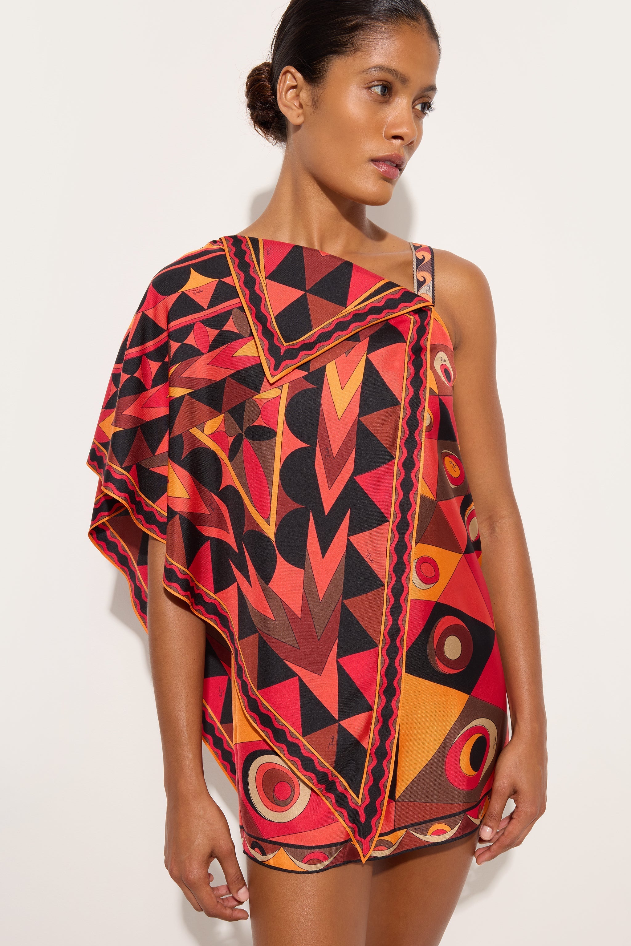 Occhi Print Asymmetrical Foulard Dress
 WOMAN Pucci