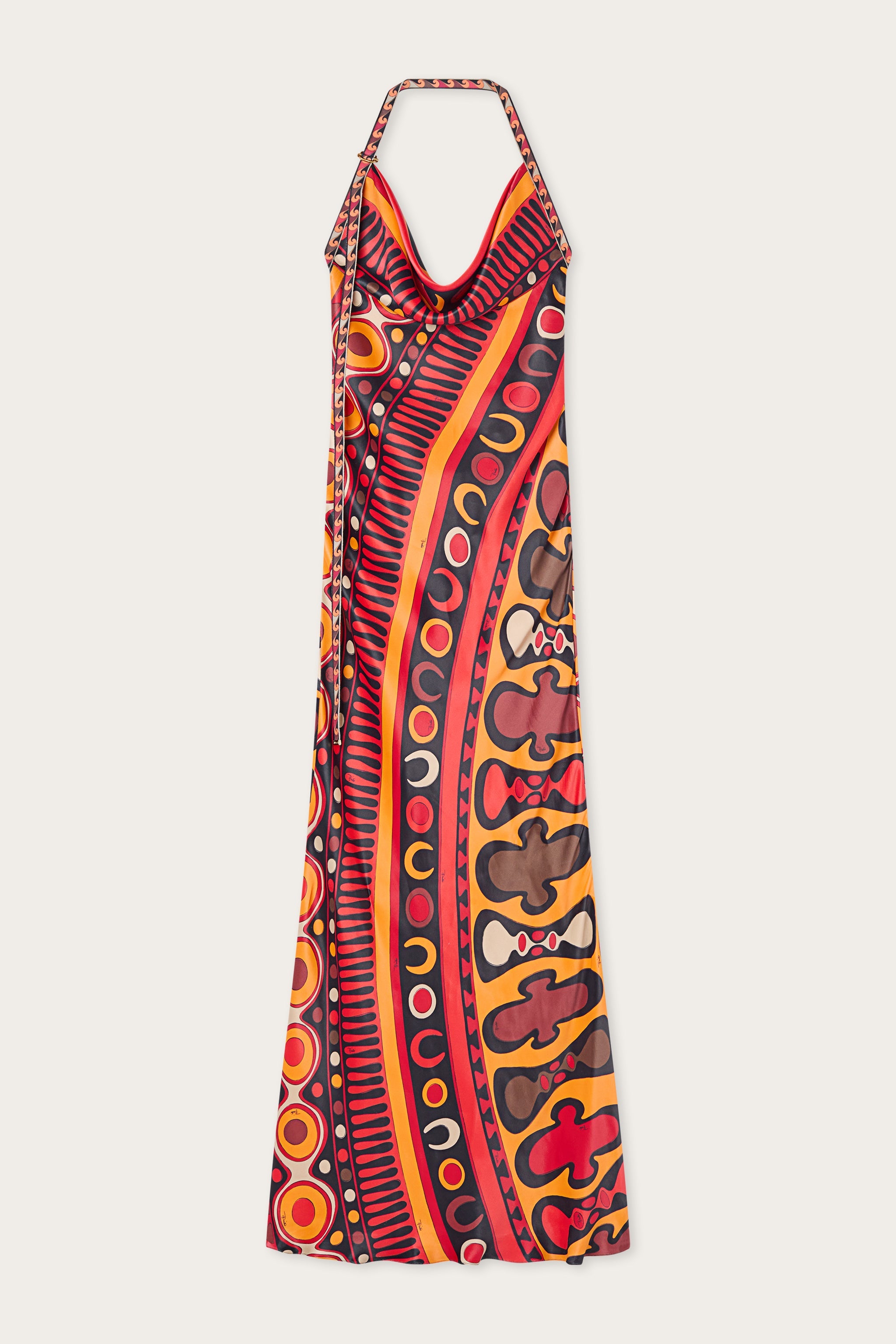 Soleil Print Orange Satin Dress
 WOMAN Pucci