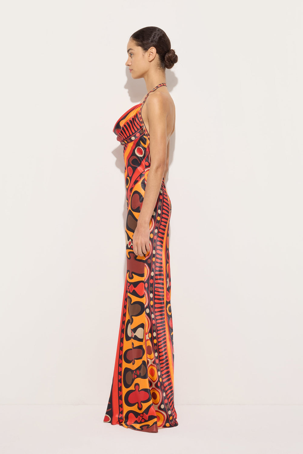 Soleil Print Orange Satin Dress
 WOMAN Pucci