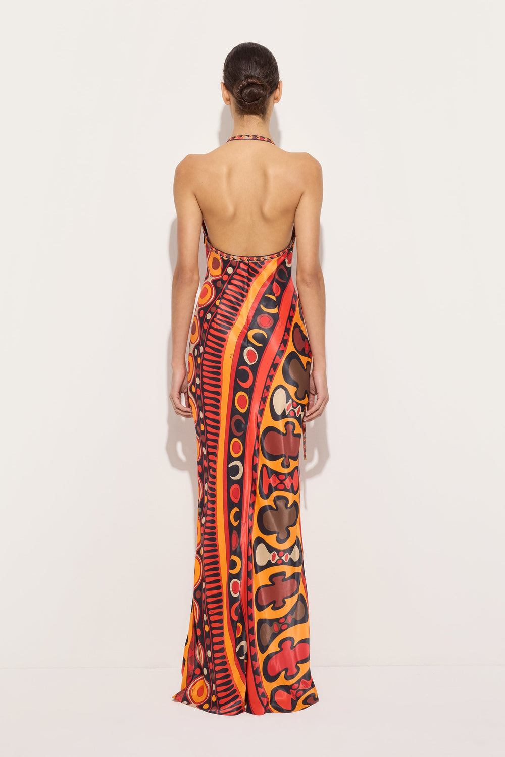 Soleil Print Orange Satin Dress
 WOMAN Pucci