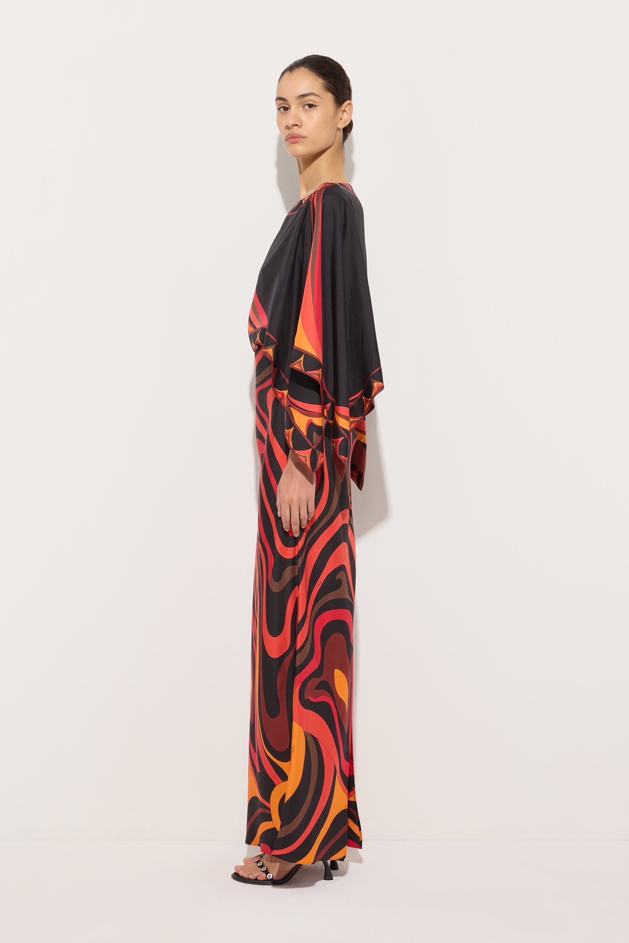 Marmo Print Silk Dress with Cape
 WOMAN Pucci