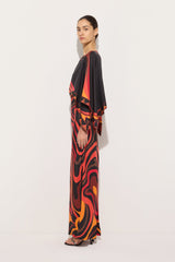 Marmo Print Silk Dress with Cape
 WOMAN Pucci