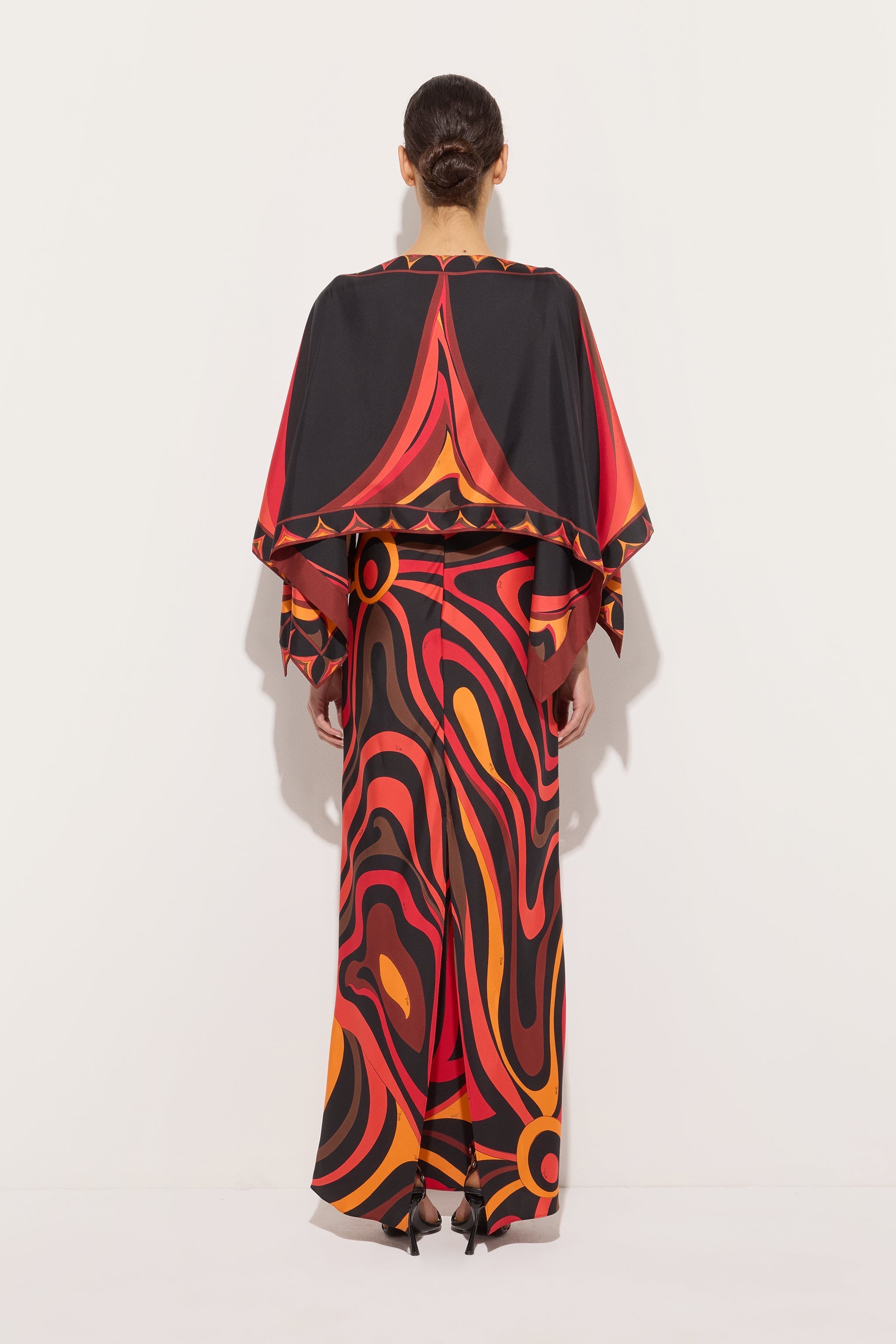 Marmo Print Silk Dress with Cape
 WOMAN Pucci