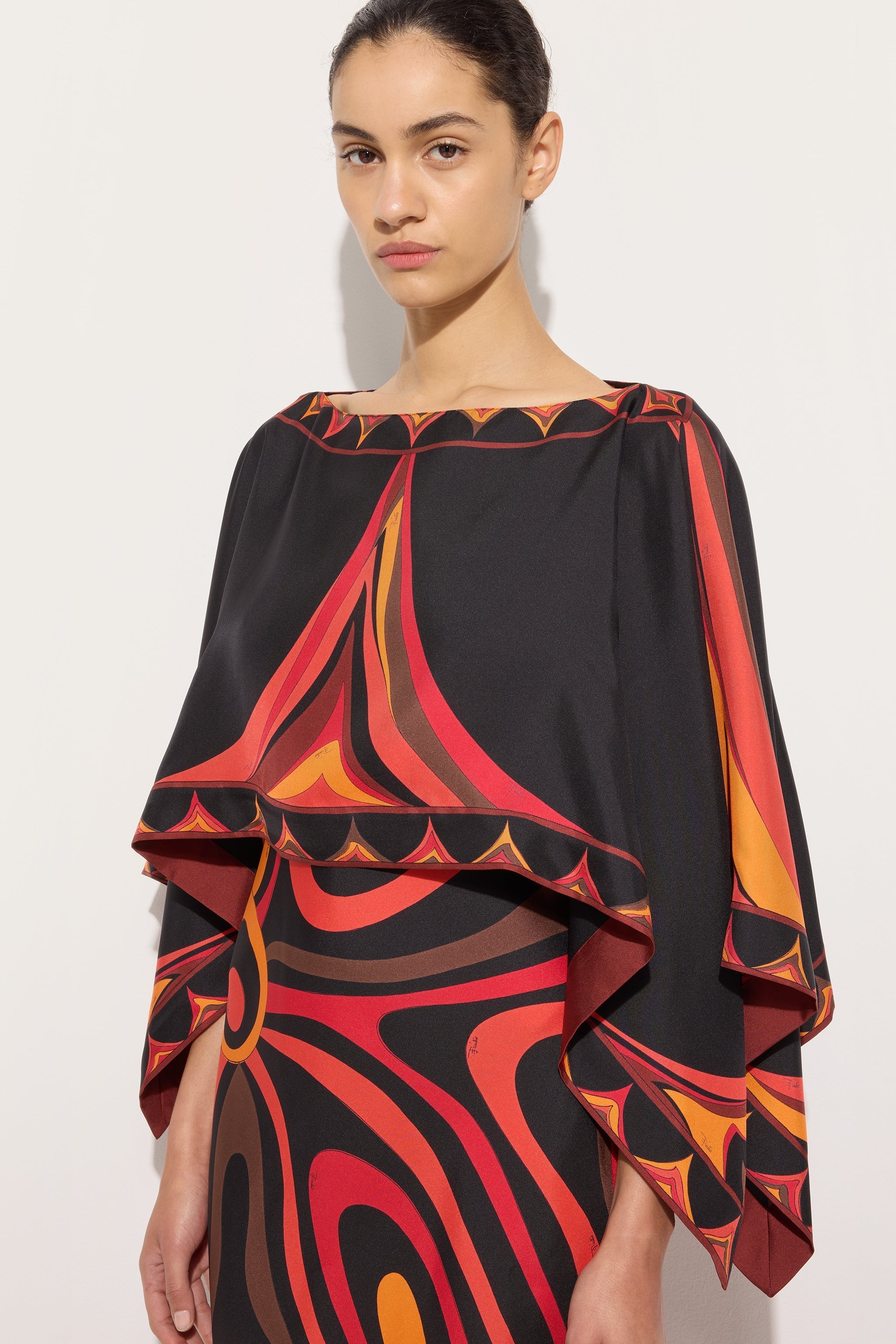 Marmo Print Silk Dress with Cape
 WOMAN Pucci