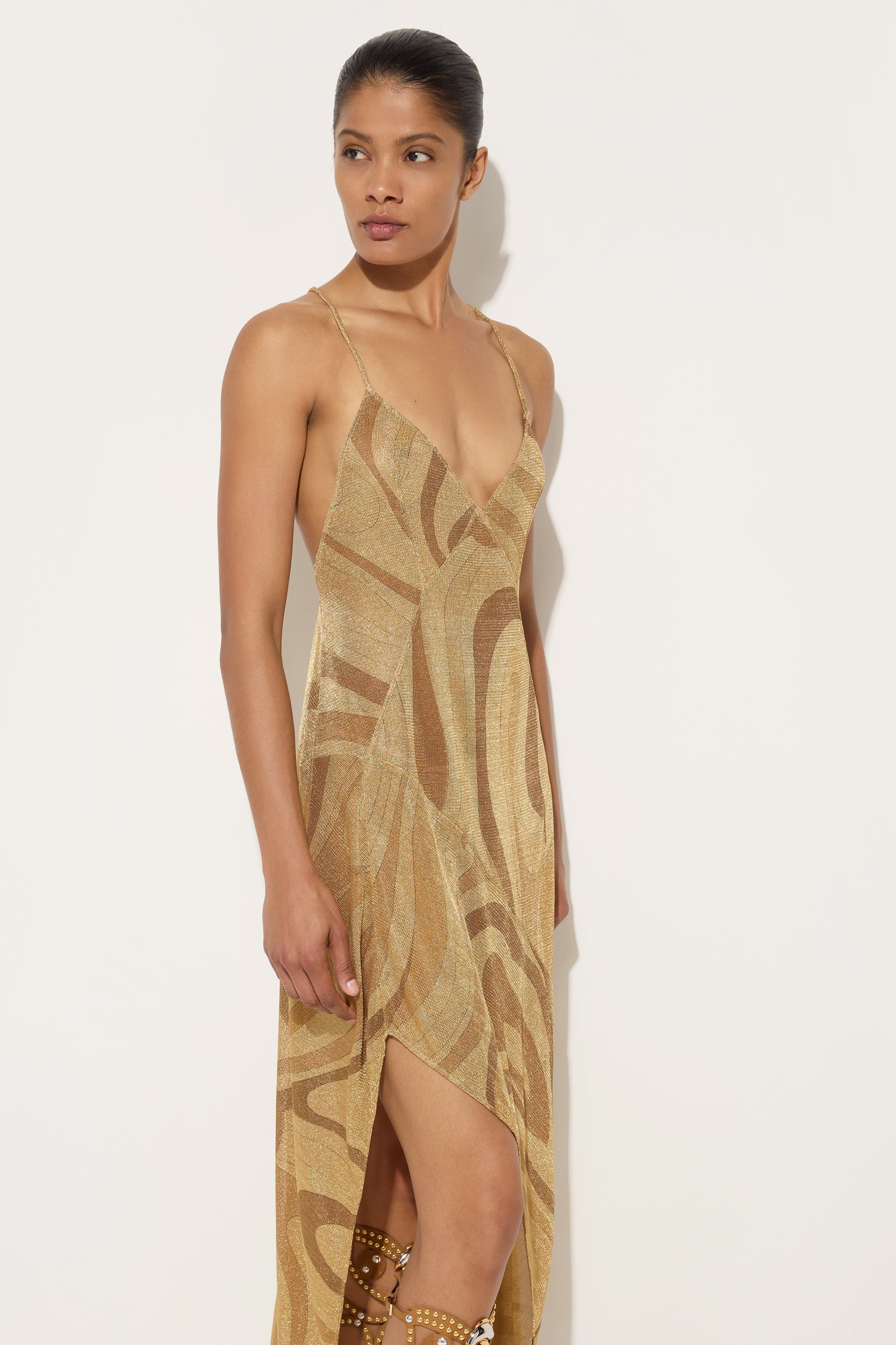 Marmo Print Lamè Asymmetrical Dress
 WOMAN Pucci