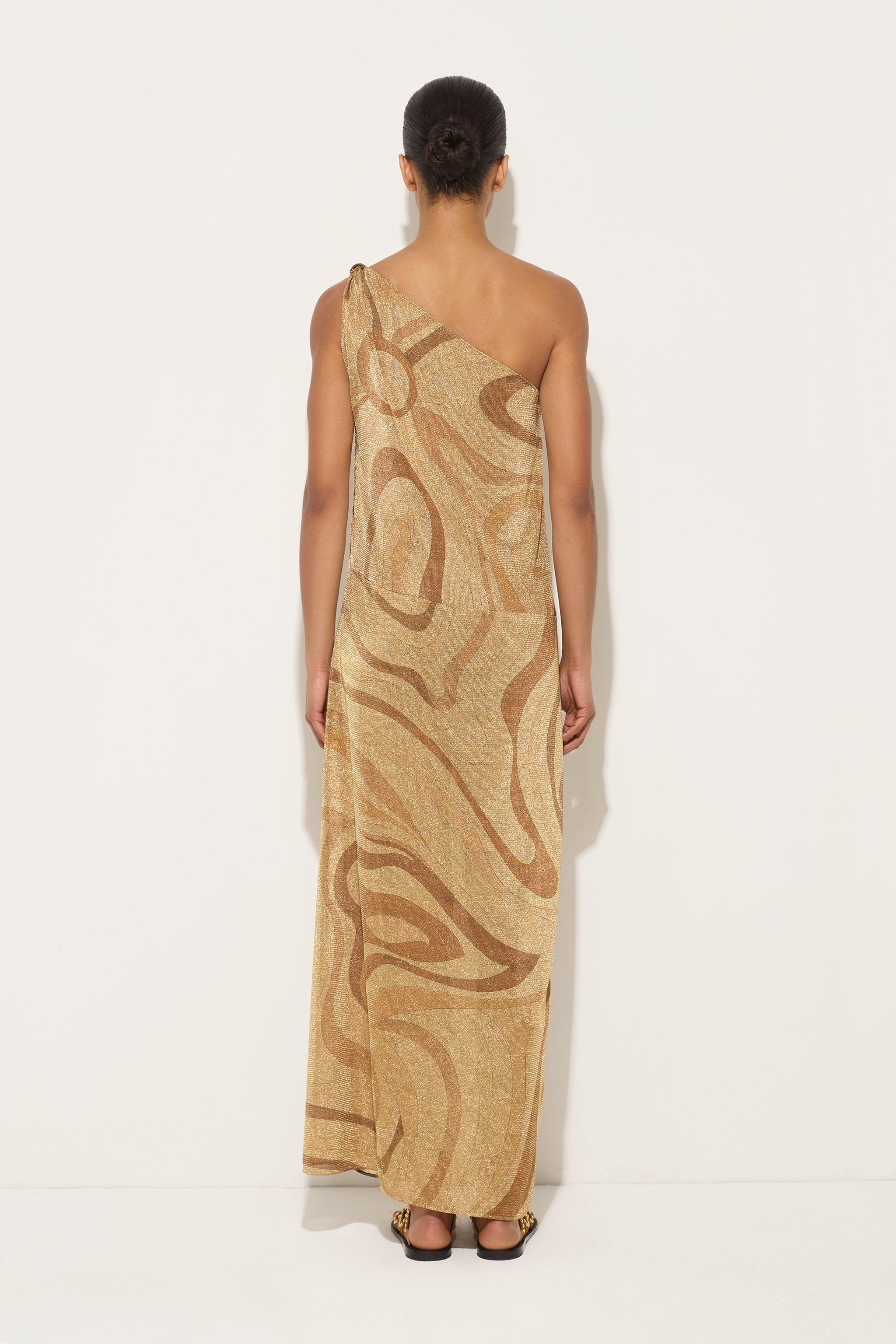 Marmo Print One-Shoulder Lamè Dress
 WOMAN Pucci