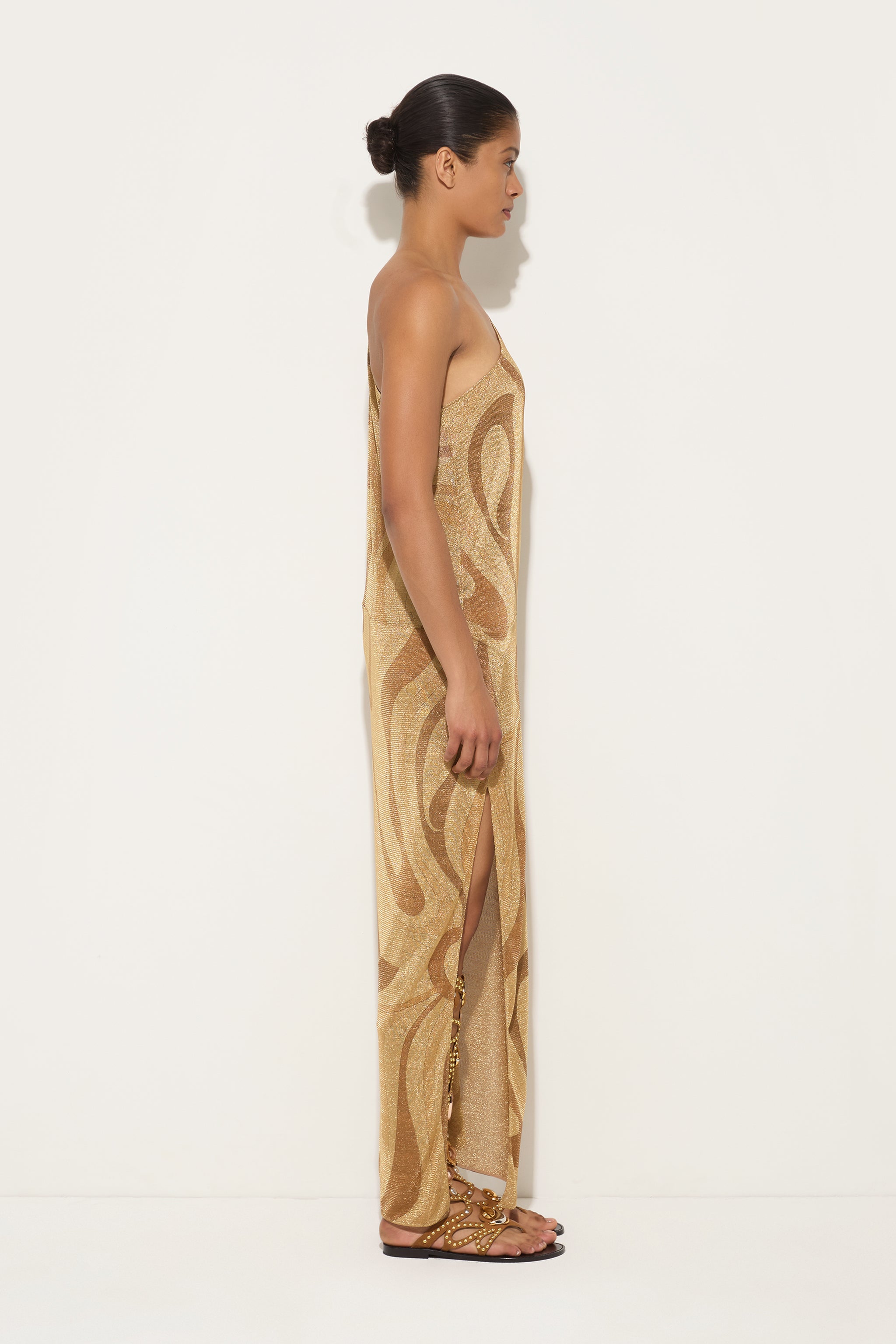 Marmo Print One-Shoulder Lamè Dress
 WOMAN Pucci
