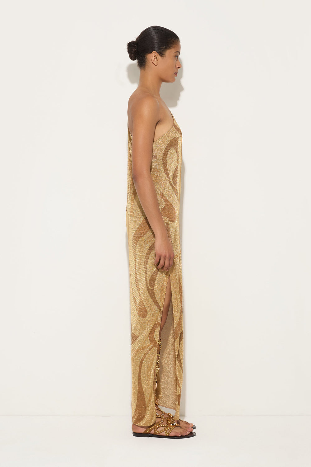 Marmo Print One-Shoulder Lamè Dress
 WOMAN Pucci