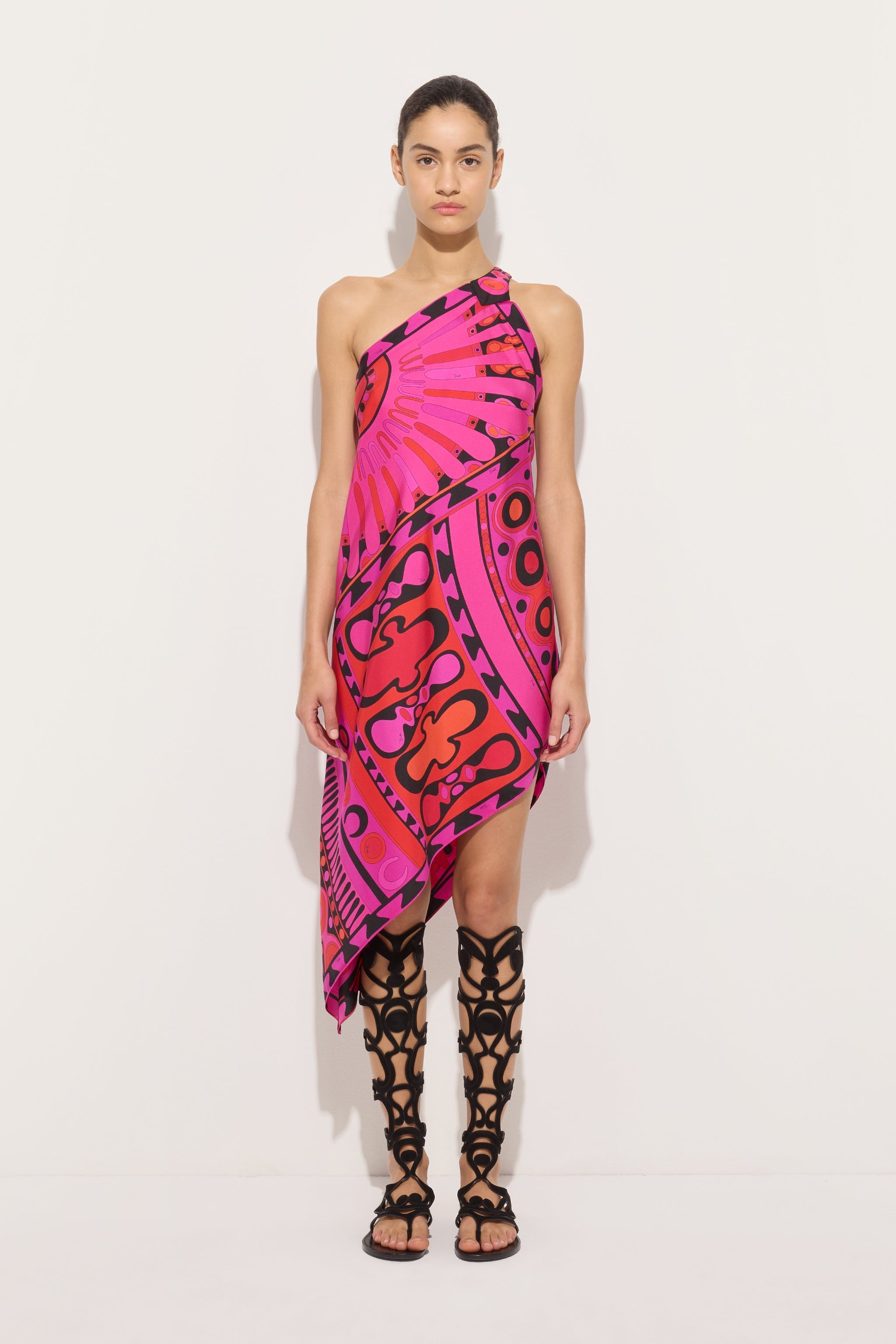 Soleil Print One-Shoulder Dress
 WOMAN Pucci