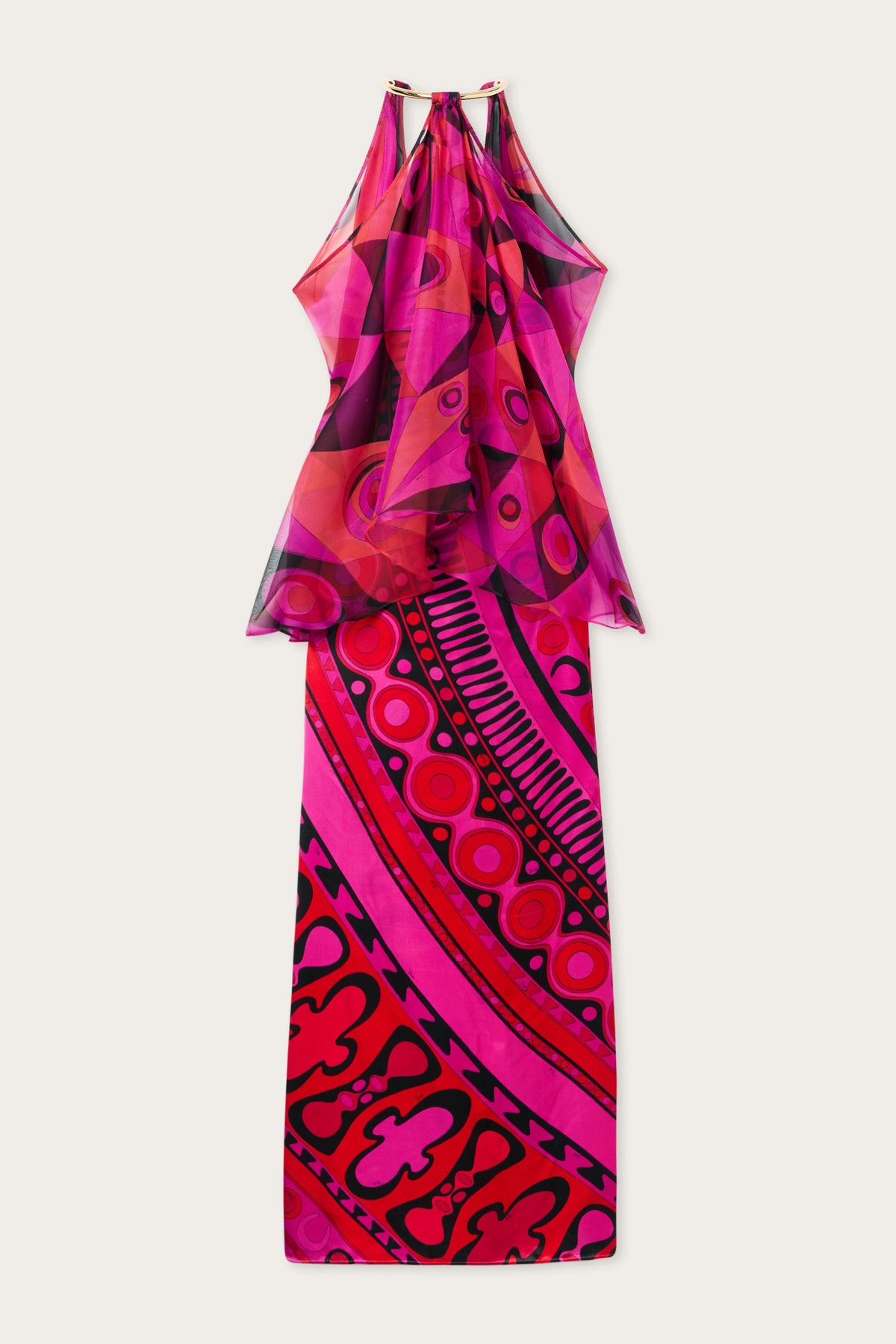 Occhi Print Satin and Chiffon Dress
 WOMAN Pucci