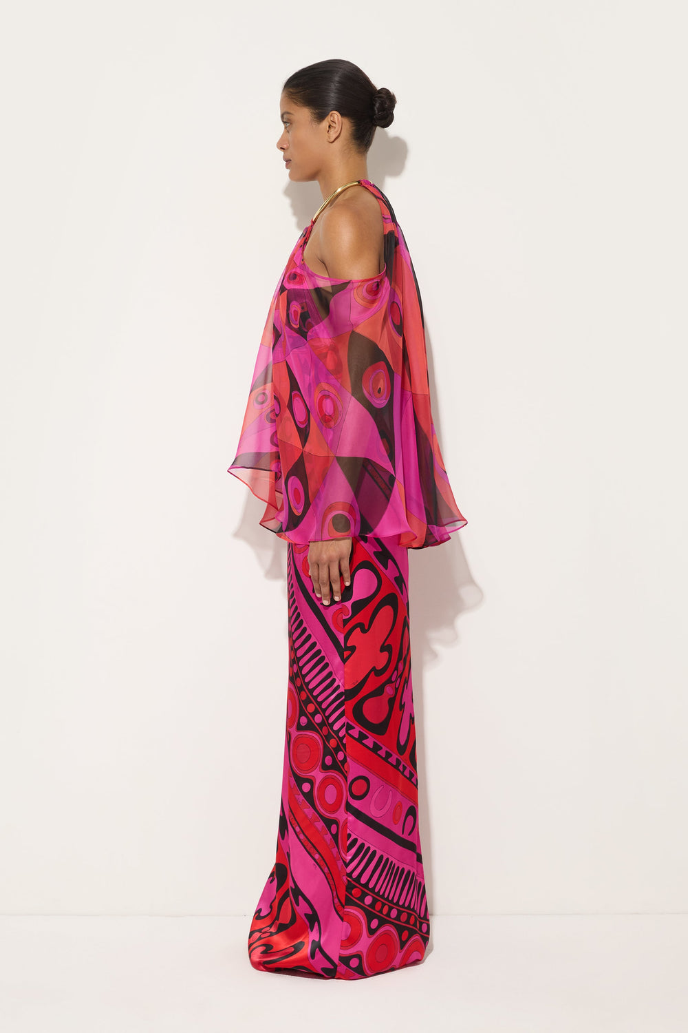 Occhi Print Satin and Chiffon Dress
 WOMAN Pucci