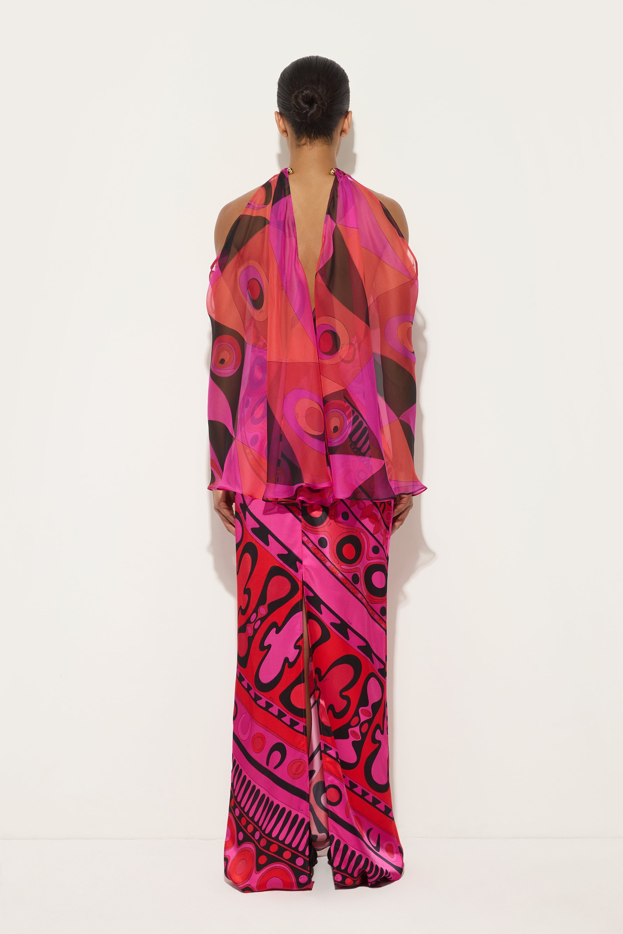 Occhi Print Satin and Chiffon Dress
 WOMAN Pucci
