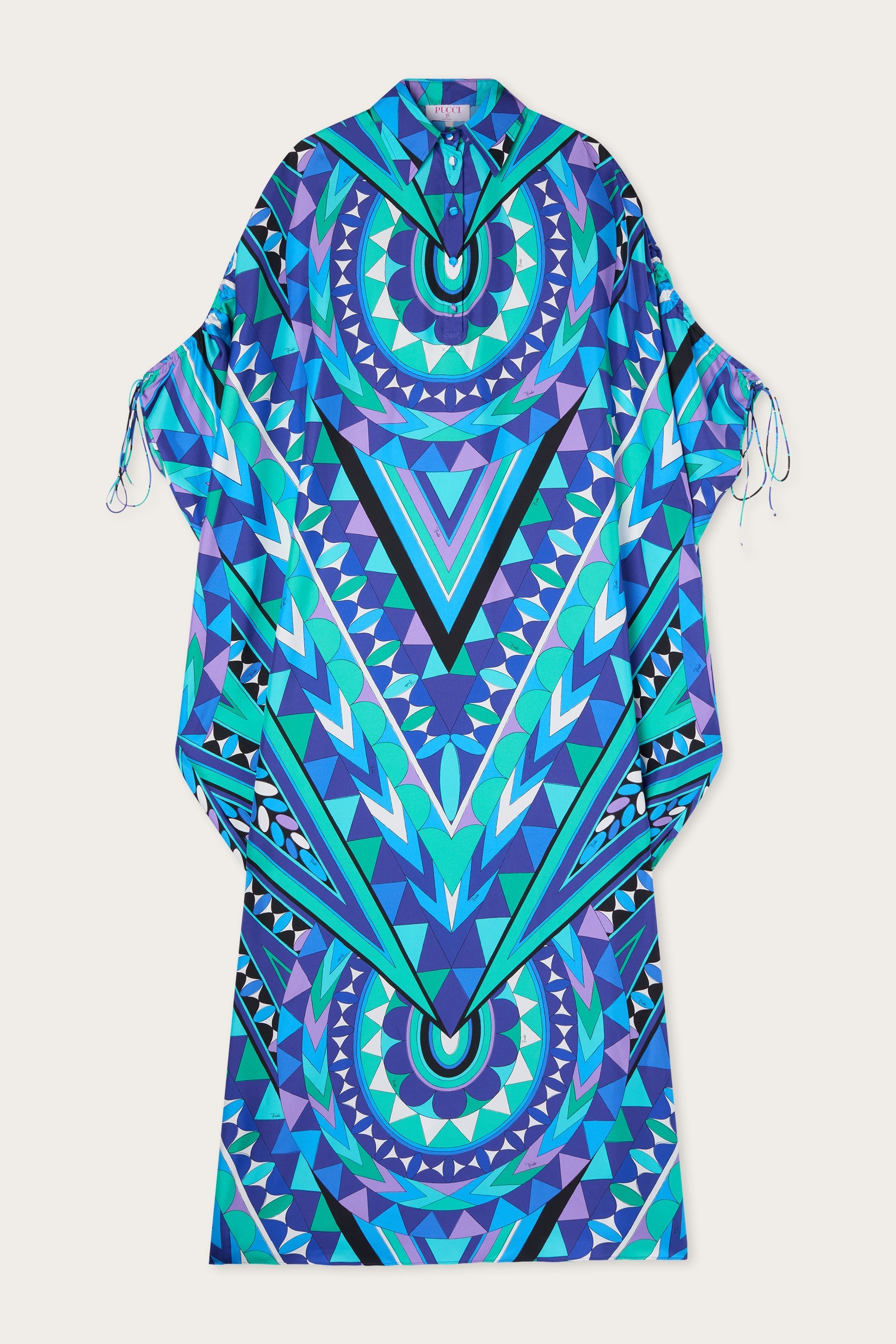 Manuba Print Silk Kaftan with Draped Sleeves
 WOMAN Pucci