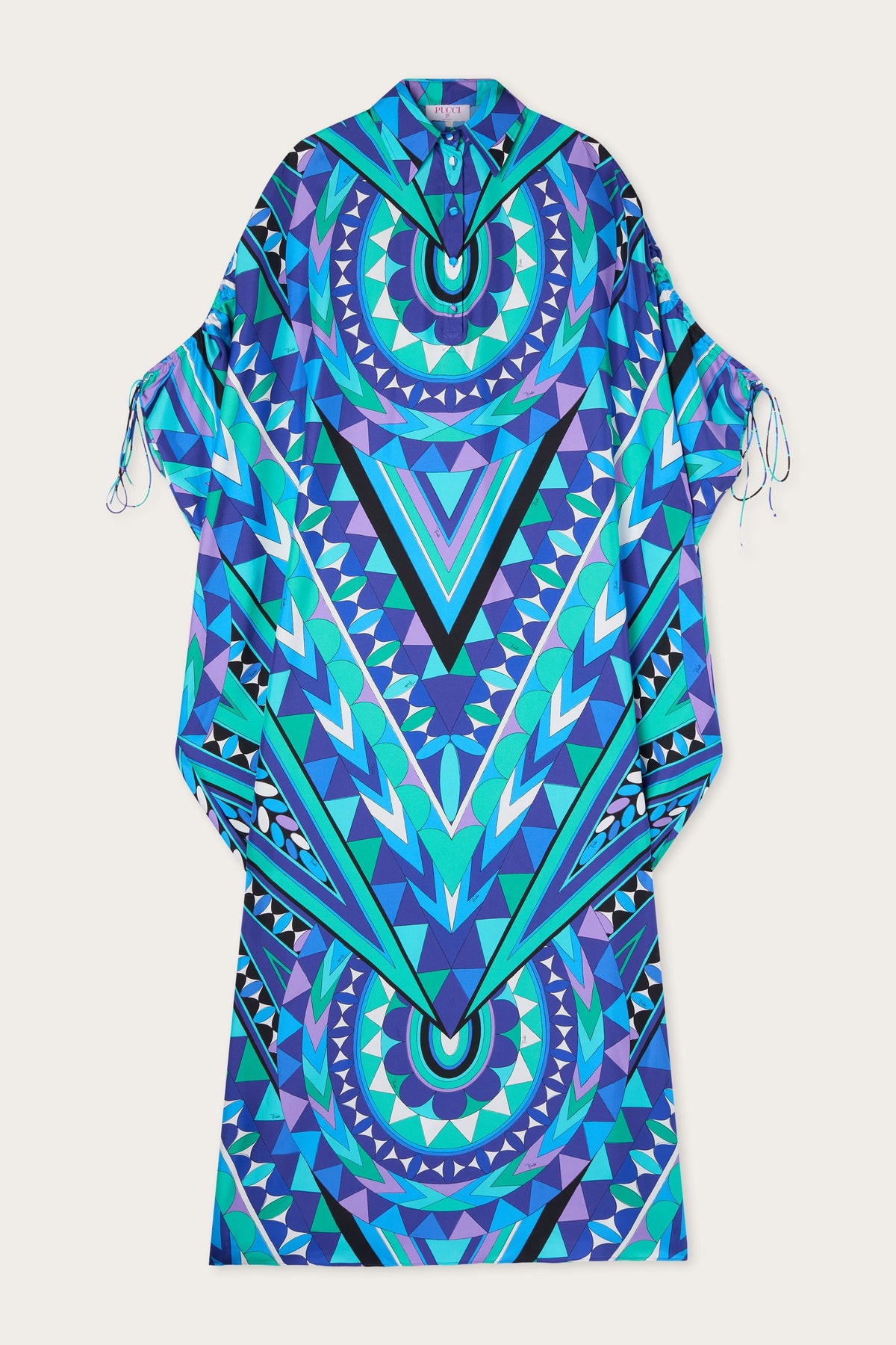 Manuba Print Silk Kaftan with Draped Sleeves
 WOMAN Pucci