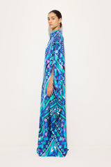 Manuba Print Silk Kaftan with Draped Sleeves
 WOMAN Pucci