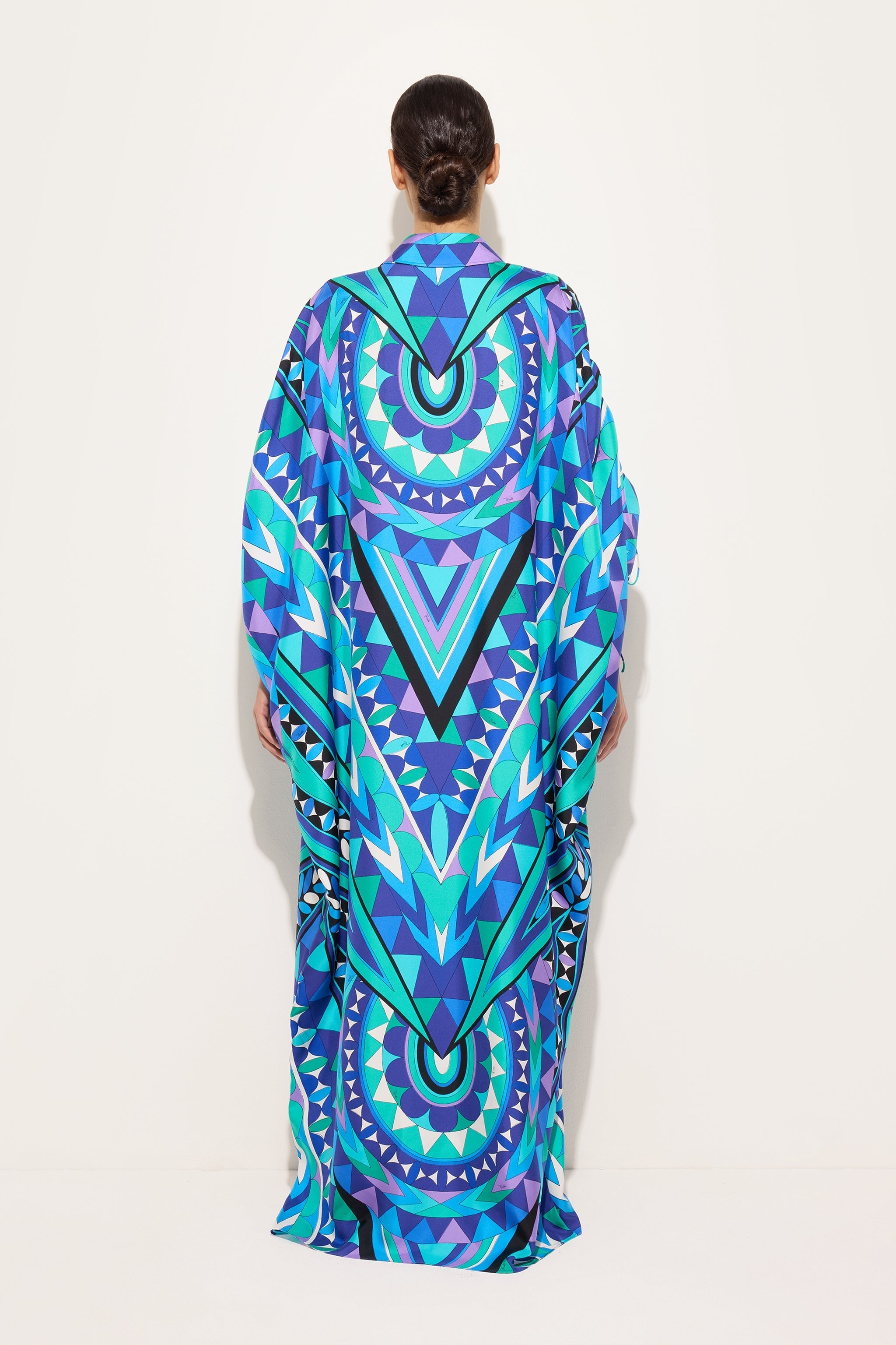 Manuba Print Silk Kaftan with Draped Sleeves
 WOMAN Pucci