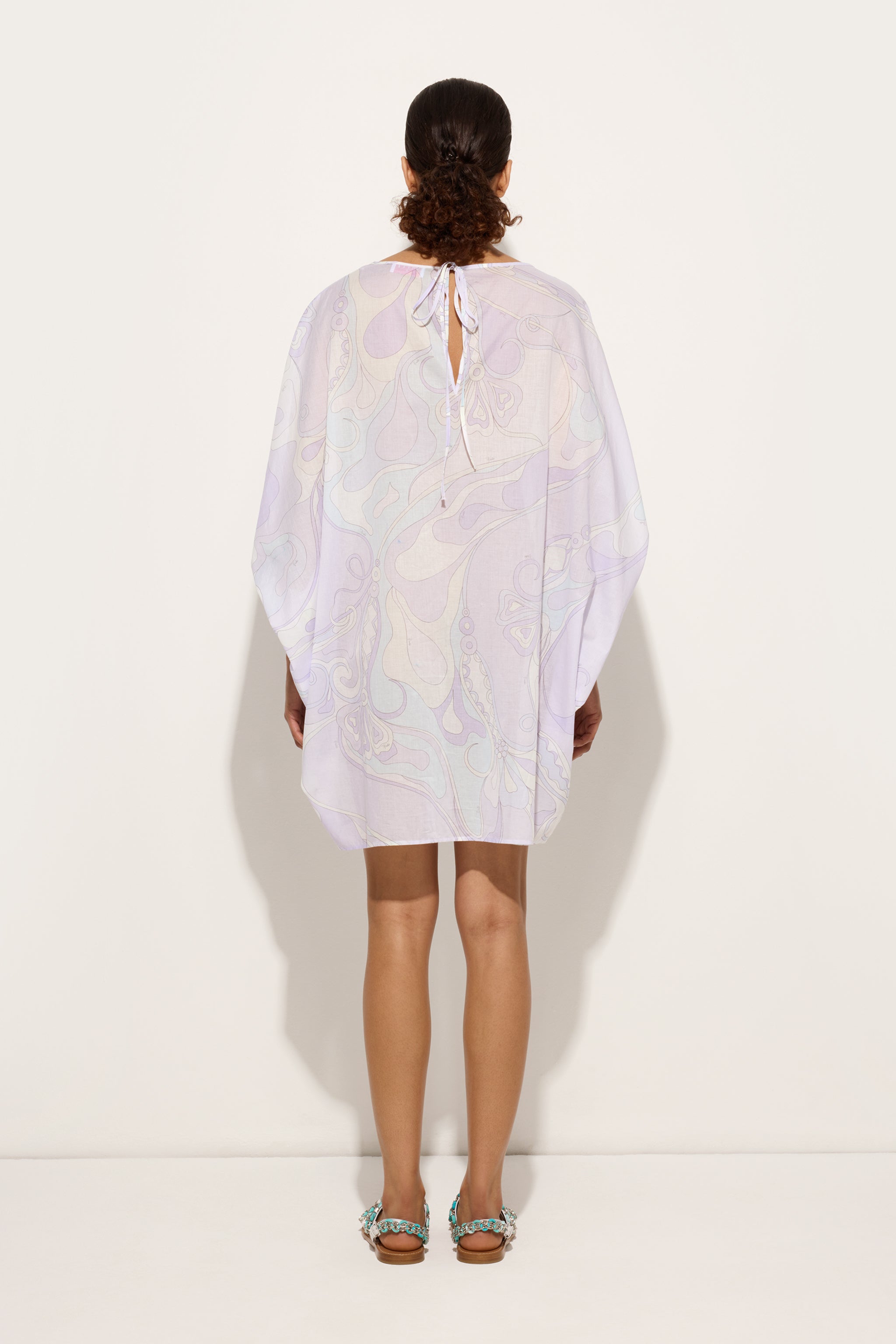 Orchidee Print Short Cotton Kaftan
 WOMAN Pucci
