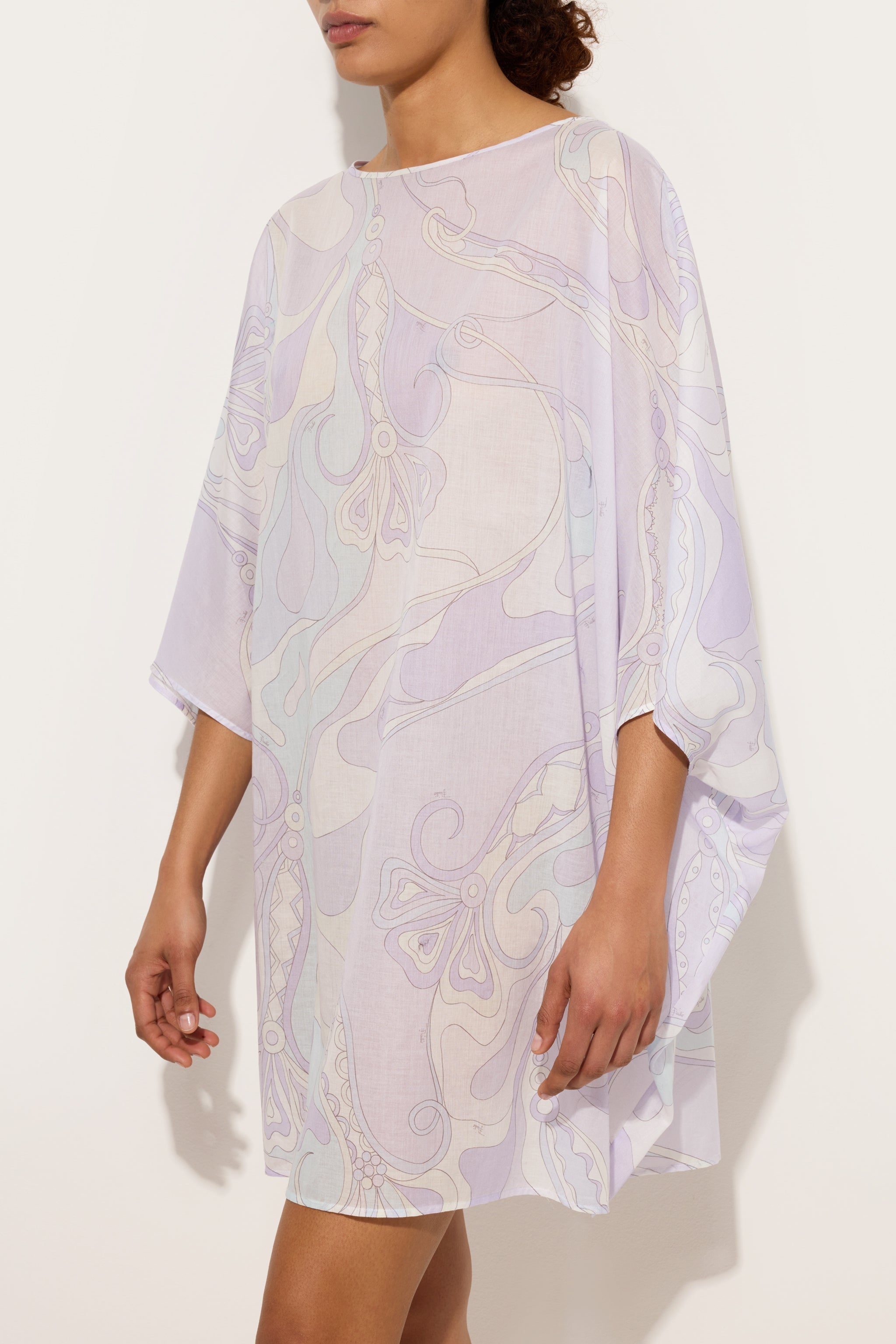 Orchidee Print Short Cotton Kaftan
 WOMAN Pucci