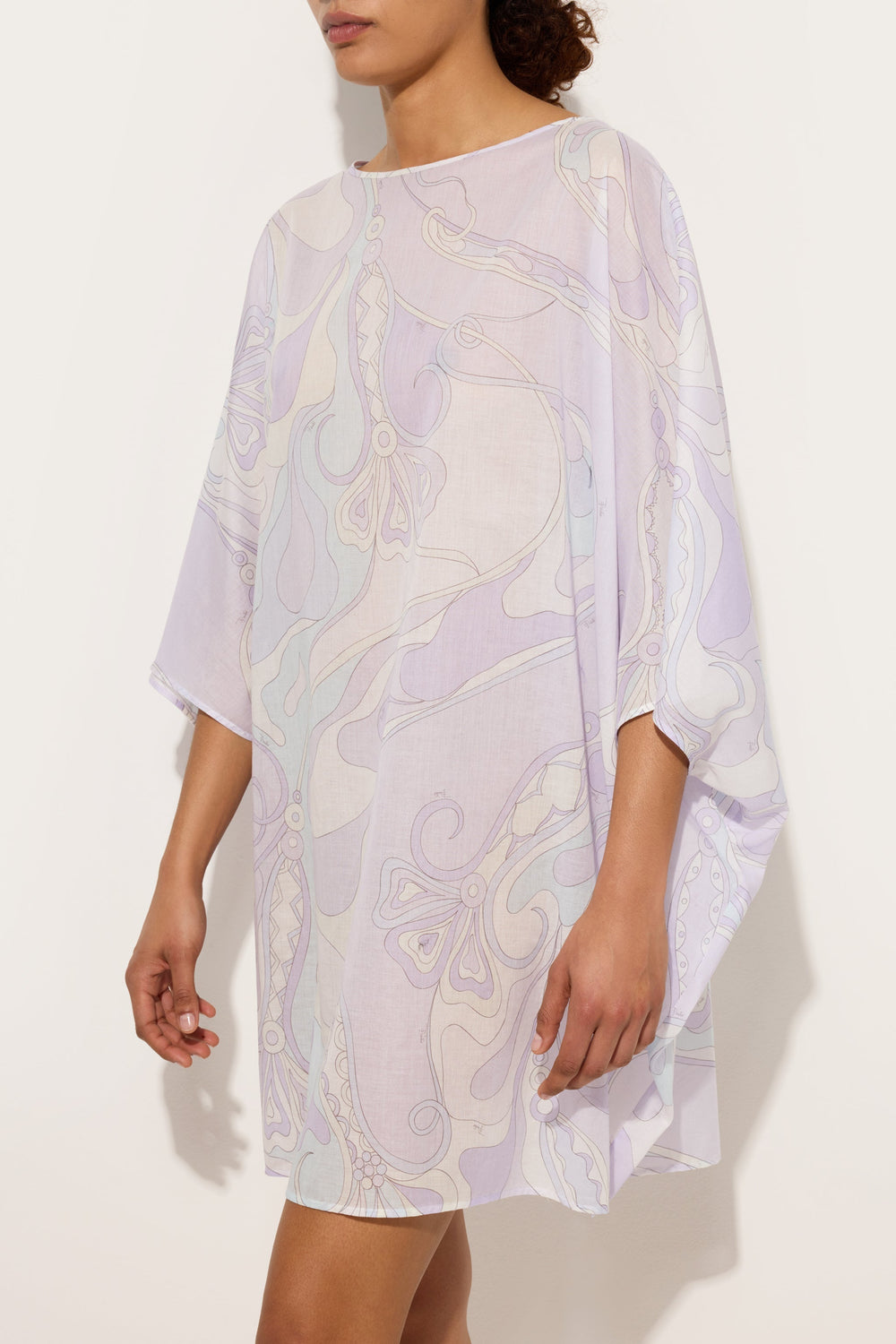 Orchidee Print Short Cotton Kaftan
 WOMAN Pucci