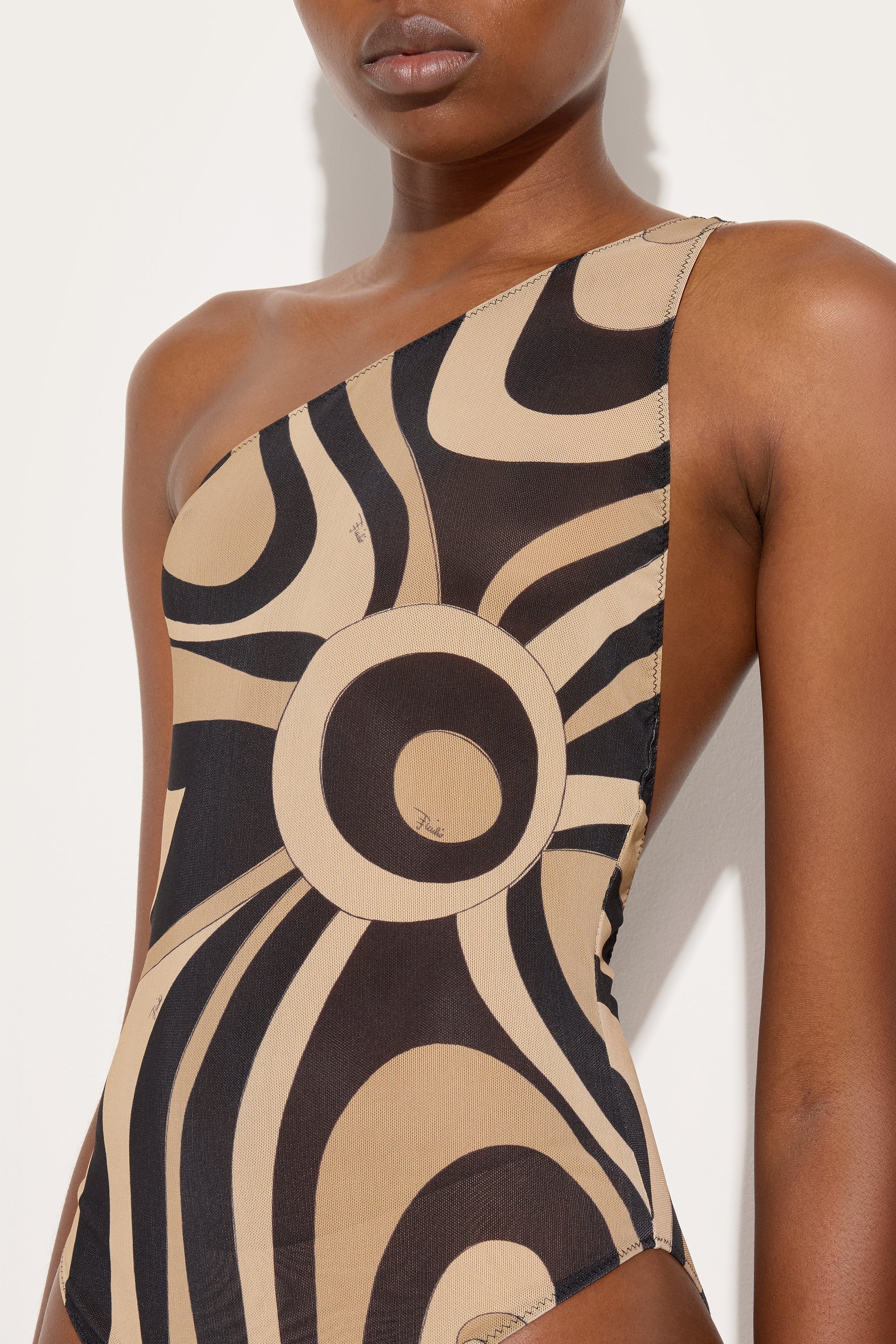 Marmo Print One-Shoulder Bodysuit
 WOMAN Pucci