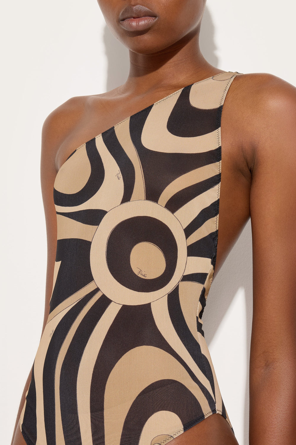 Marmo Print One-Shoulder Bodysuit
 WOMAN Pucci