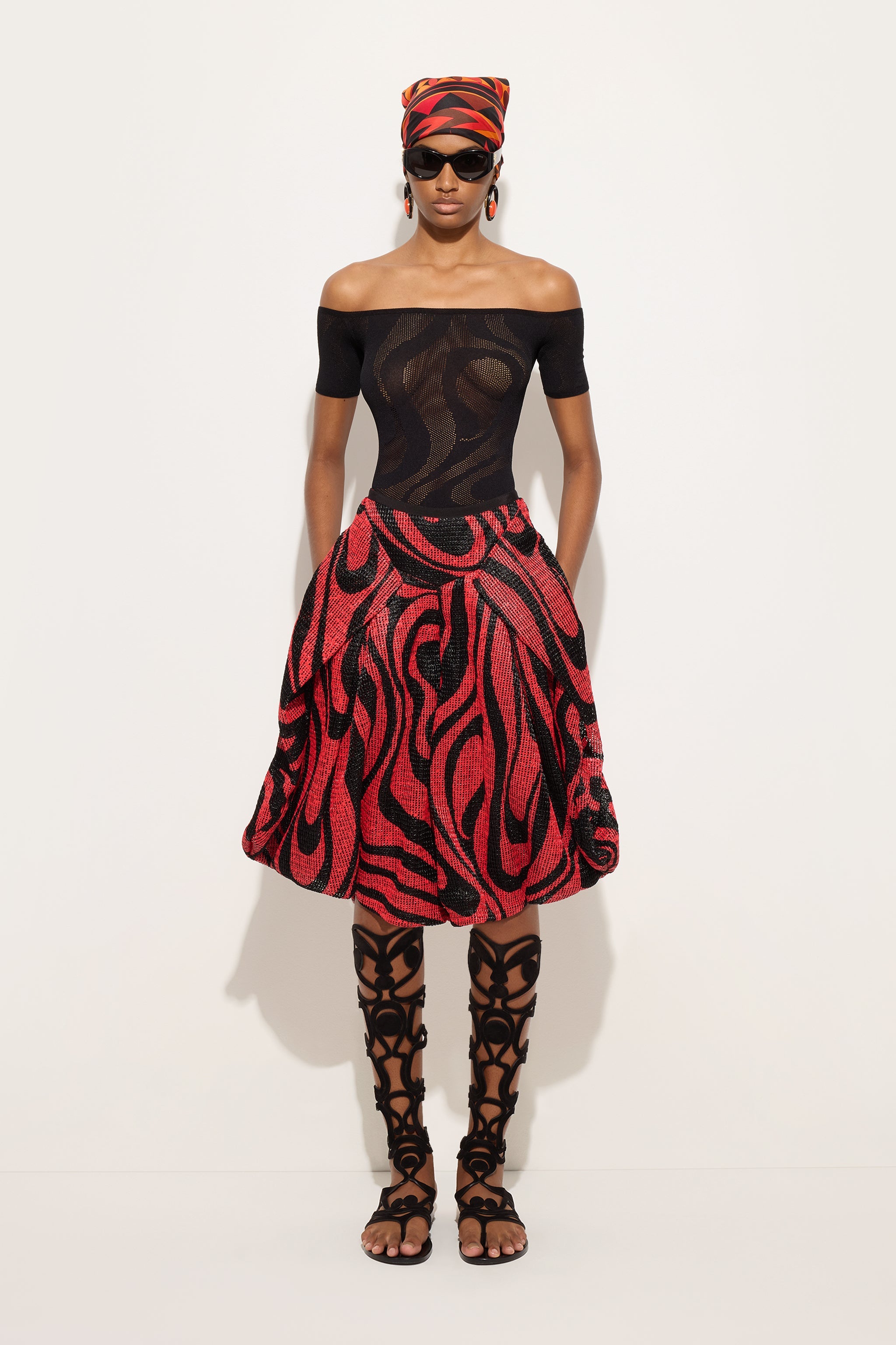 Short-Sleeved Top in Marmo Jacquard
 WOMAN Pucci