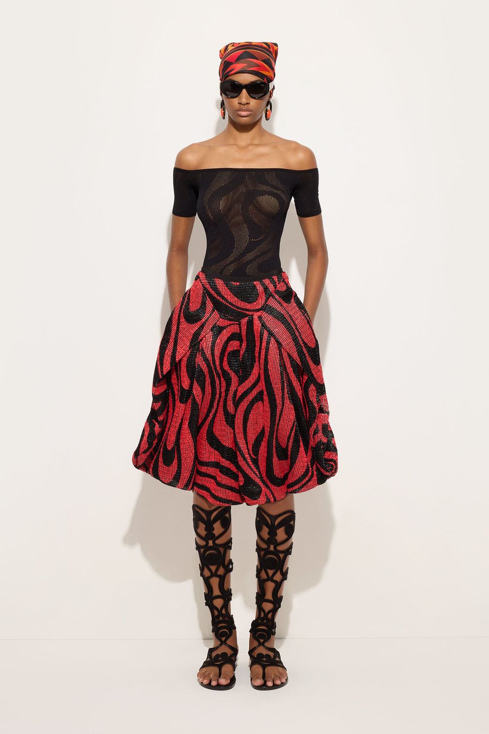 Short-Sleeved Top in Marmo Jacquard
 WOMAN Pucci