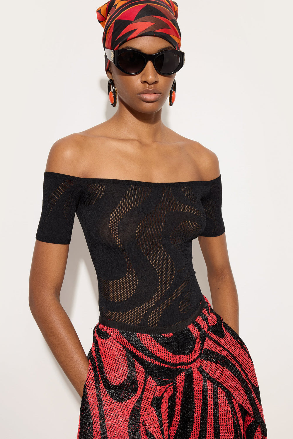 Short-Sleeved Top in Marmo Jacquard
 WOMAN Pucci