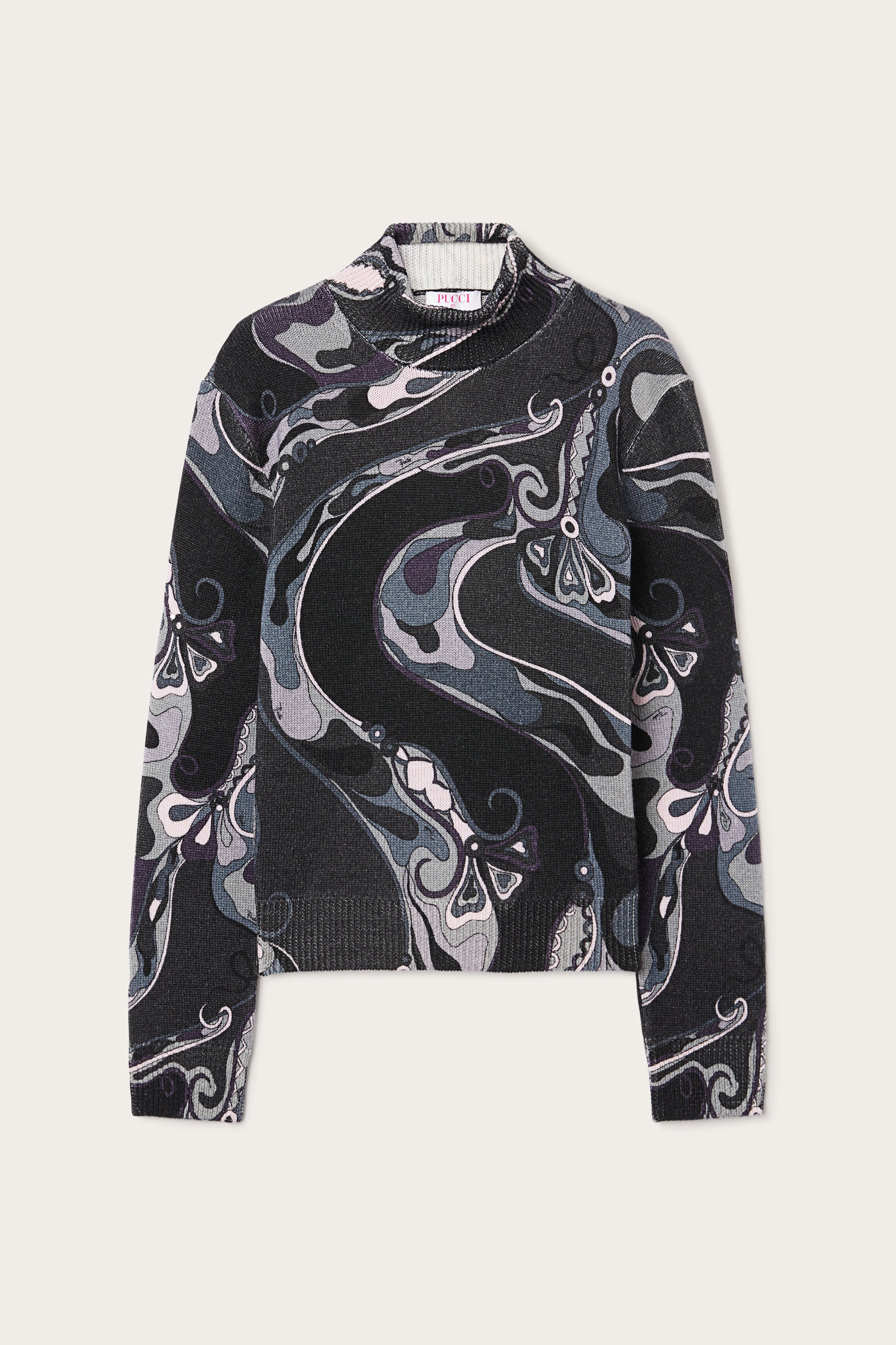 Orchidee Print High Neck Sweater in Wool
 WOMAN Pucci