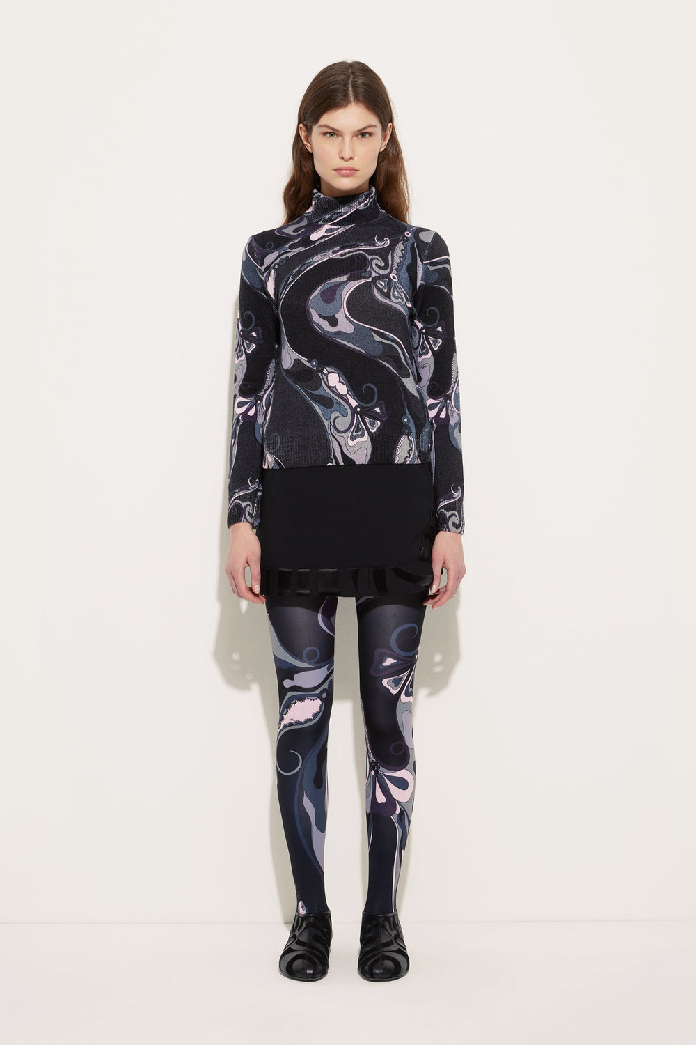 Orchidee Print High Neck Sweater in Wool
 WOMAN Pucci