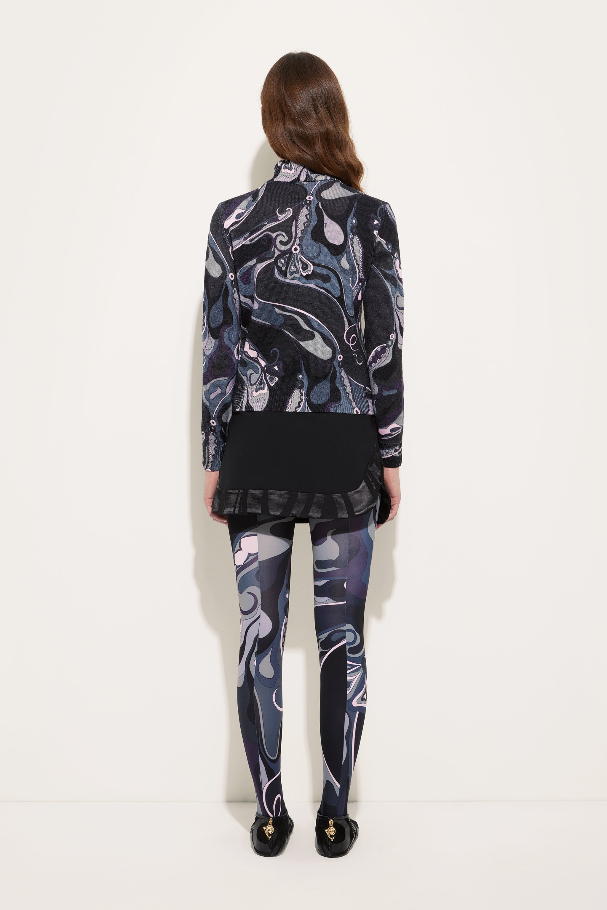 Orchidee Print High Neck Sweater in Wool
 WOMAN Pucci