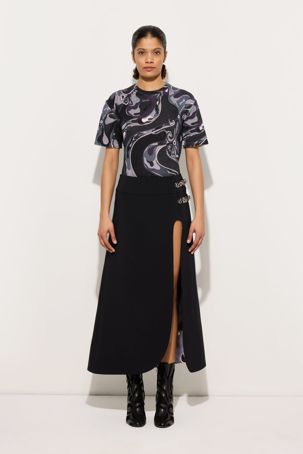 Orchidee Print Oversized Wool T-shirt
 WOMAN Pucci