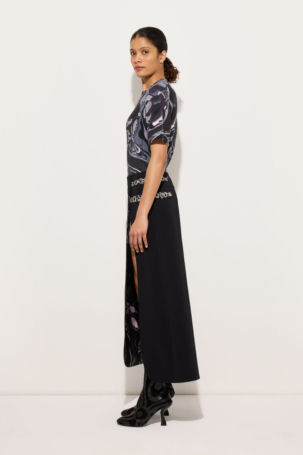 Orchidee Print Oversized Wool T-shirt
 WOMAN Pucci