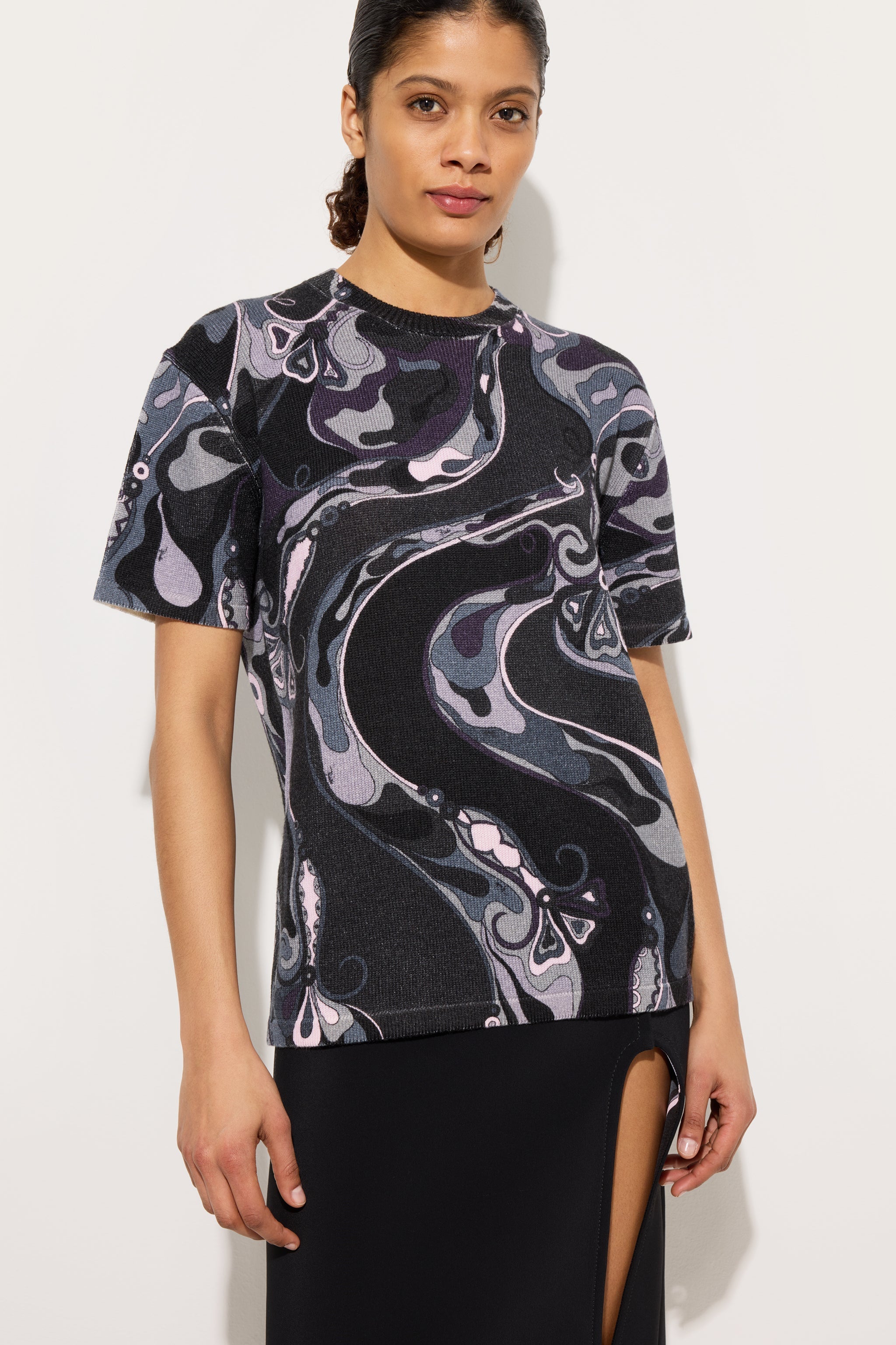 Orchidee Print Oversized Wool T-shirt
 WOMAN Pucci