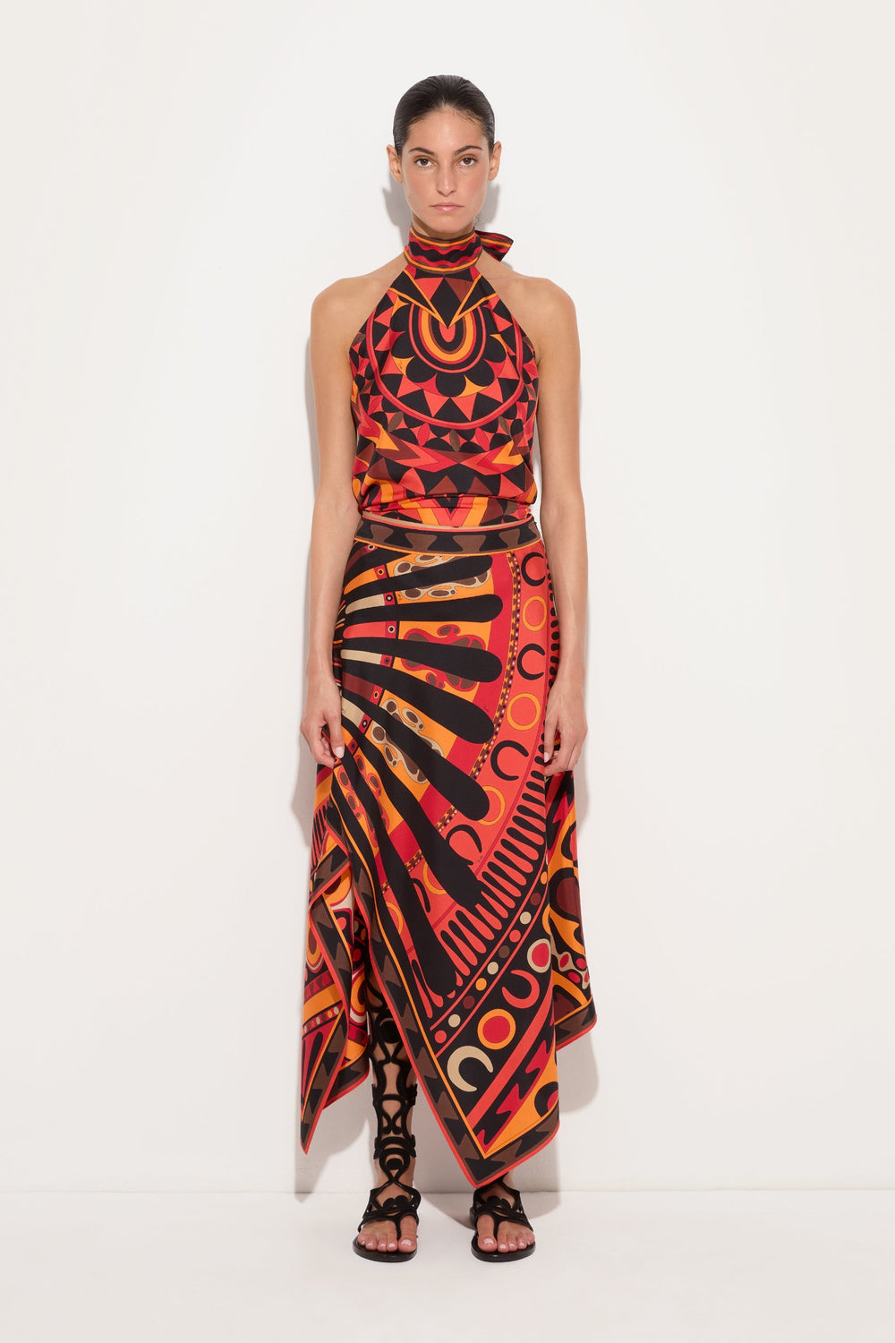Soleil Print Silk Scarf Skirt
 WOMAN Pucci