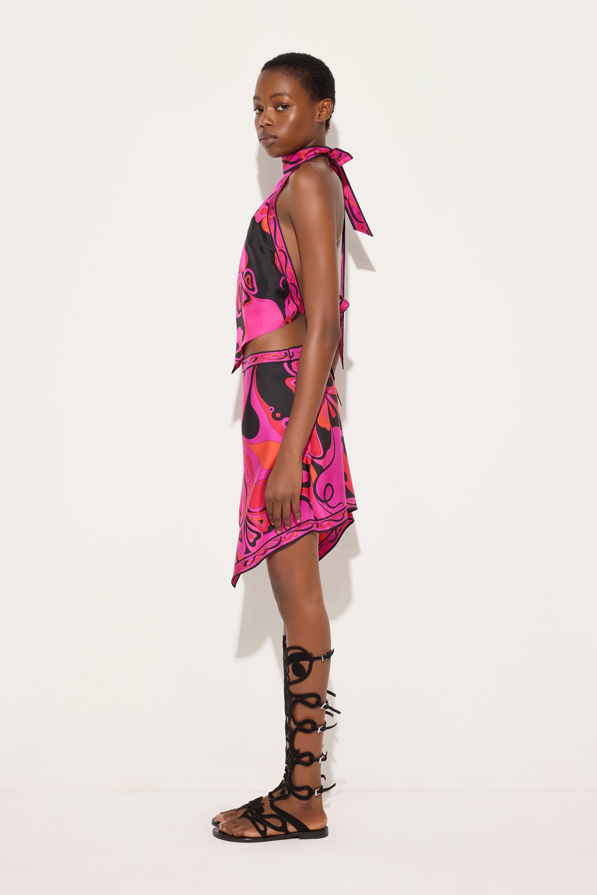 Orchidee Print Silk Scarf Skirt
 WOMAN Pucci