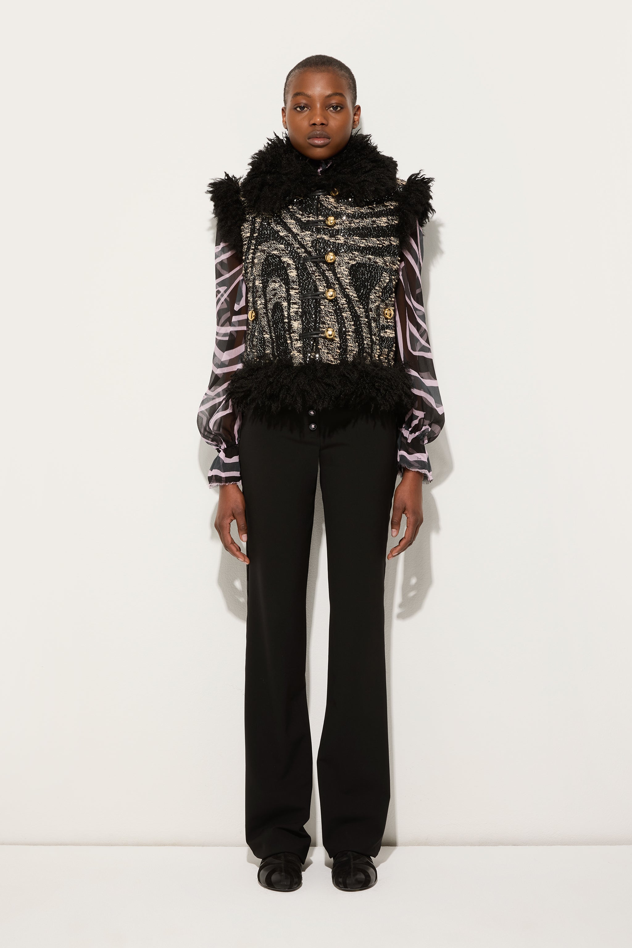 Tweed Waistcoat with Fur Details
 WOMAN Pucci